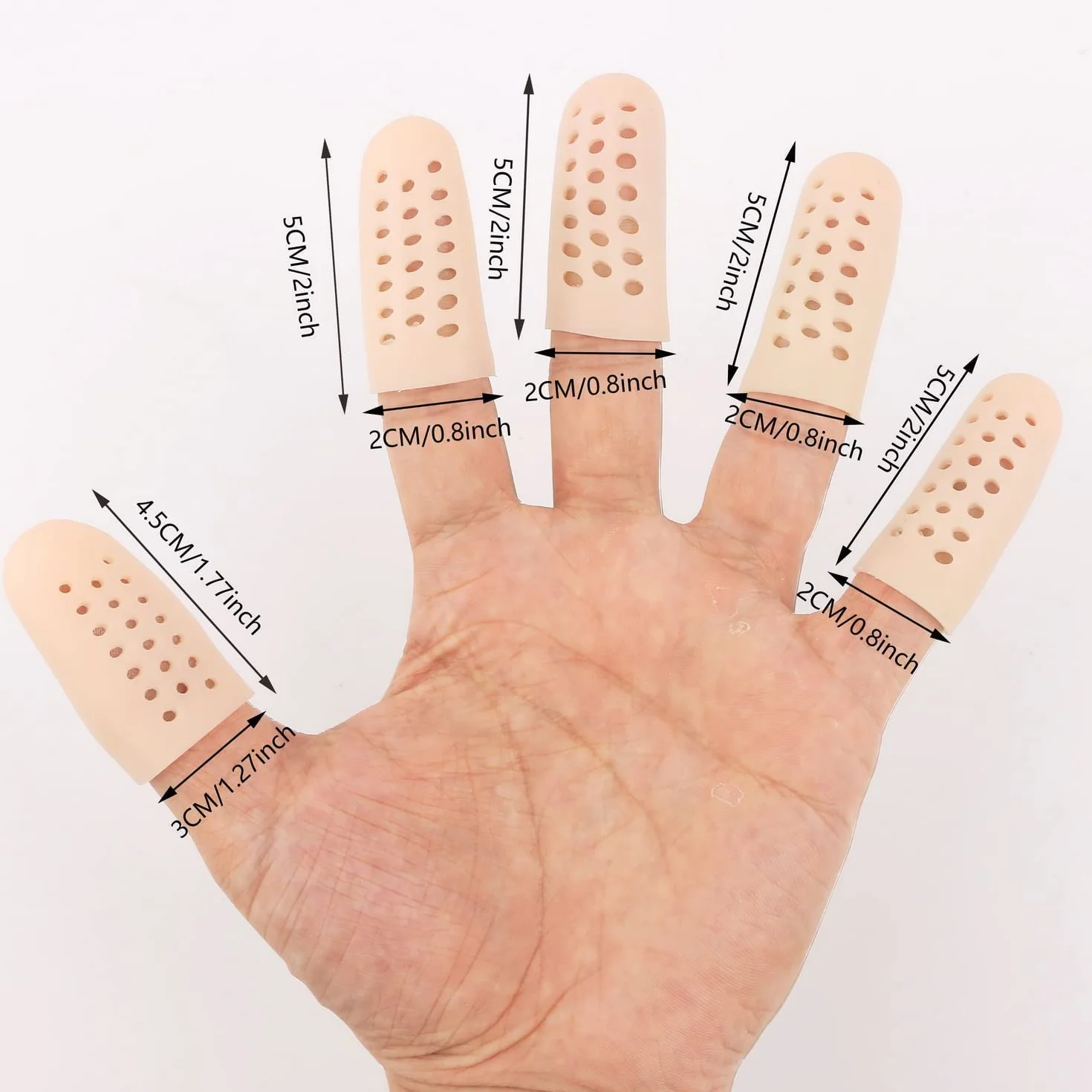 Hemiks 10 Pcs Protecteur de Doigt en Silicone Respirant pour Fissuration, Eczéma, Arthrite des Doigts, Kaki