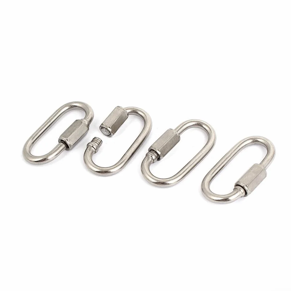 Mousquetons à maillons rapides en acier inoxydable 3,5 mm lot de 4 pour extérieur