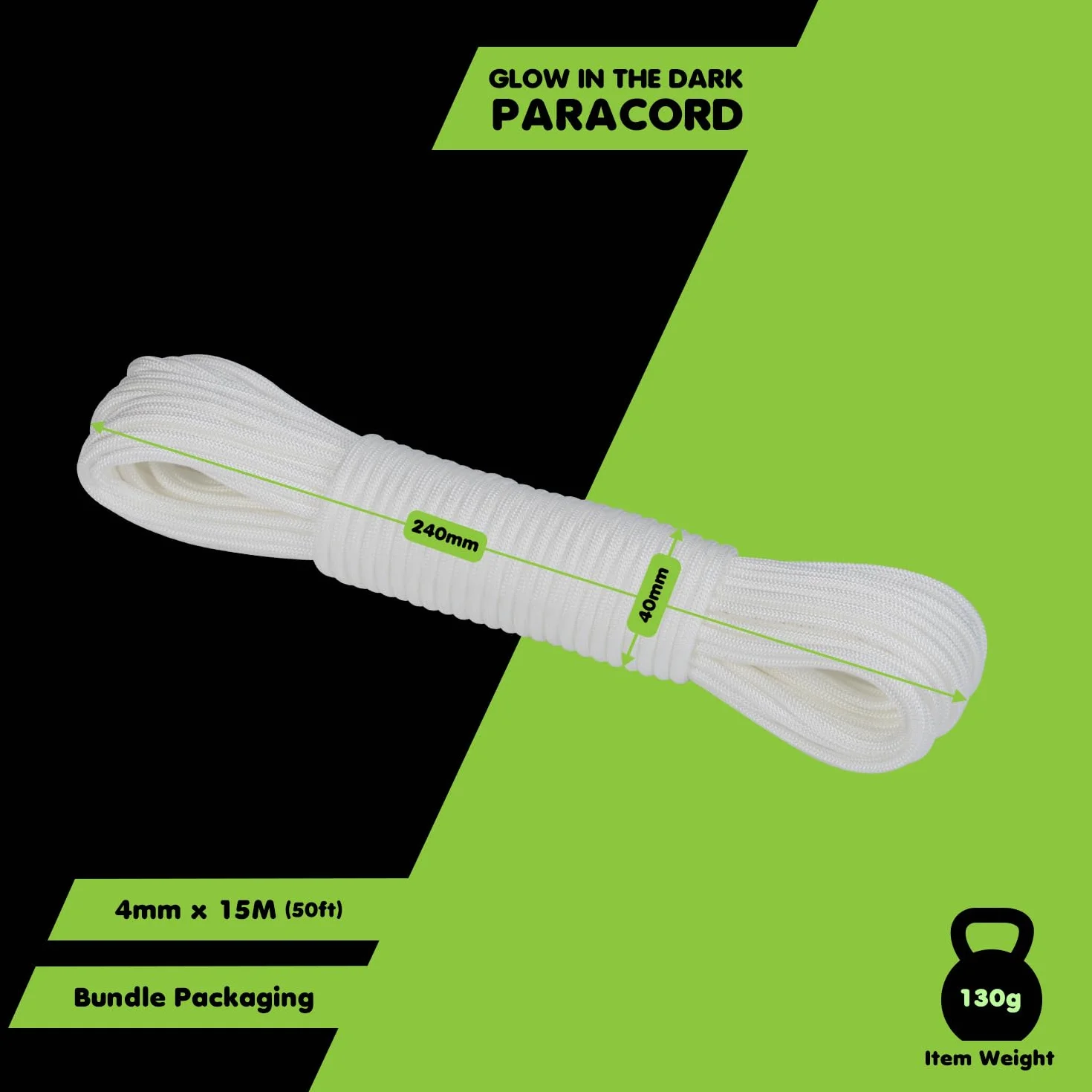Brotree Lumineuse Paracorde Fluorescente 4mm 15m Corde 9 Brins 550 pour Artisanat Camping