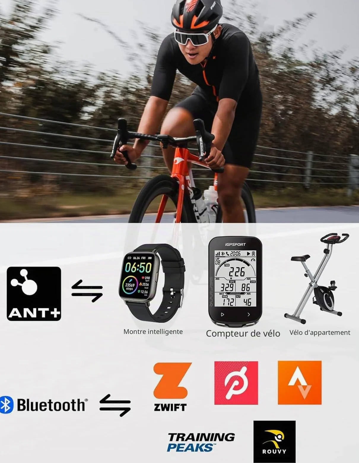 iGPSPORT BSC100MAX Compteur Velo sans Fil et CAD70 Capteur de Cadence