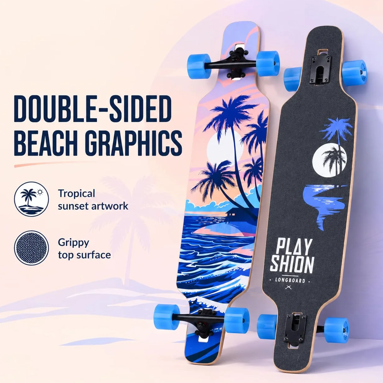 Playshion 39" Longboard Drop-Through Freestyle ABEC 11