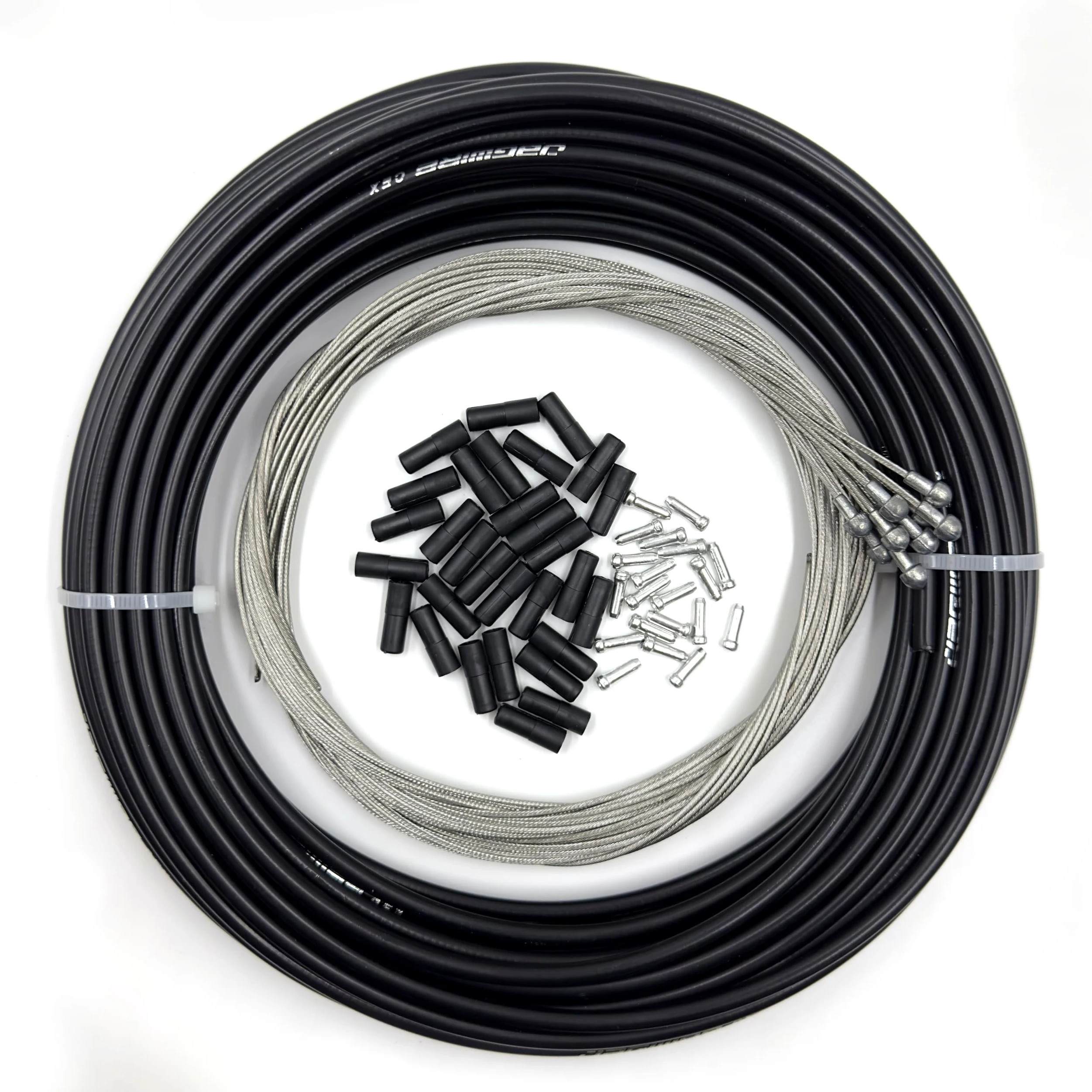 Farbetter Boîtier de câble de frein doublé pour vélo, 5 mm x 15,2 m, avec kit de 30 embouts de câble, le kit de bricolage le plus fiable pour SRAM/Shimano VTT vélo de route (15,2 m + 10 fils