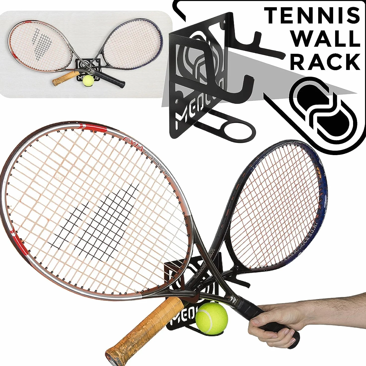 Support Mural Rangement Raquette Tennis Acier