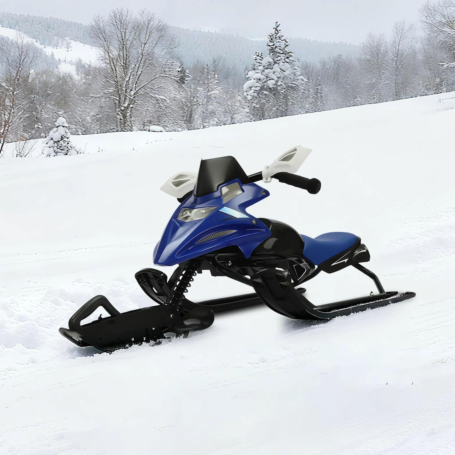 Luge de direction pour enfants, avec frein à pied et corde de remorquage haute résistance, luge pour enfants, max. 80 kg, coussin réglable en 3 positions, luge de ski pour enfants à partir de 3 ans
