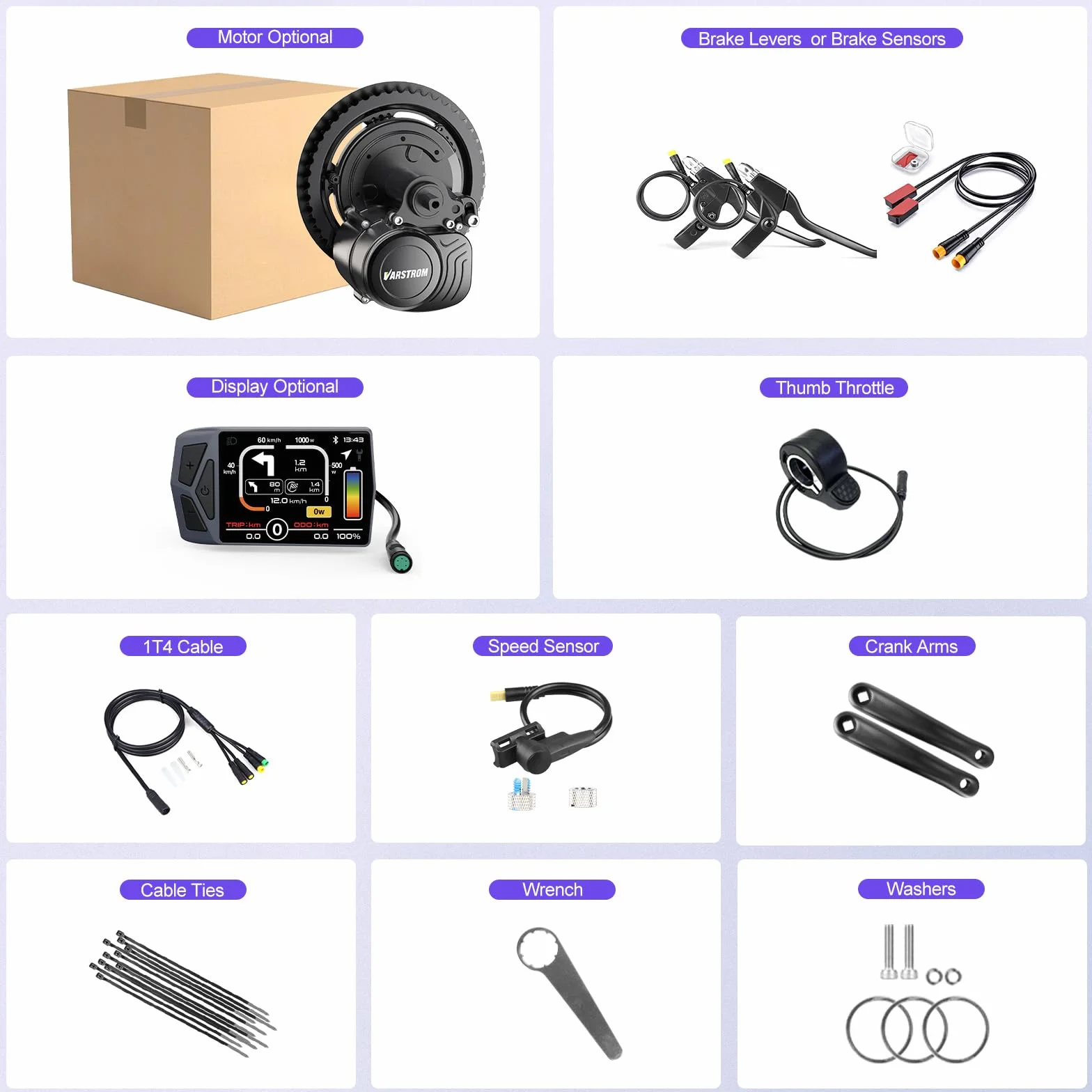 Kit Velo Electrique TSDZ-2B Moteur Central 36V 250W avec Batterie et Affichage