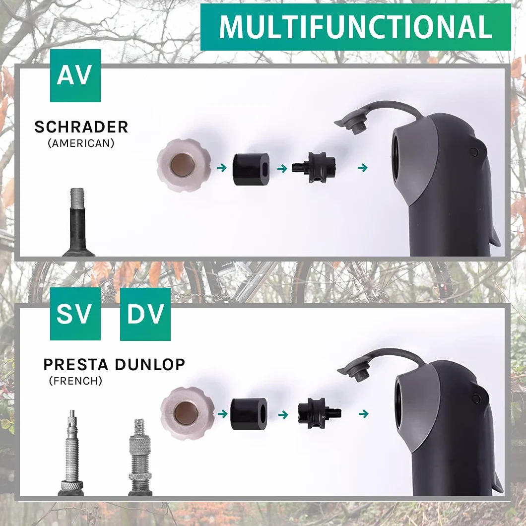 Mini Pompe à Vélo VeloChampion 100 PSI Portable pour Vélos Route, Hybrides et e-Bikes avec Valves Presta, Schrader, Dunlop