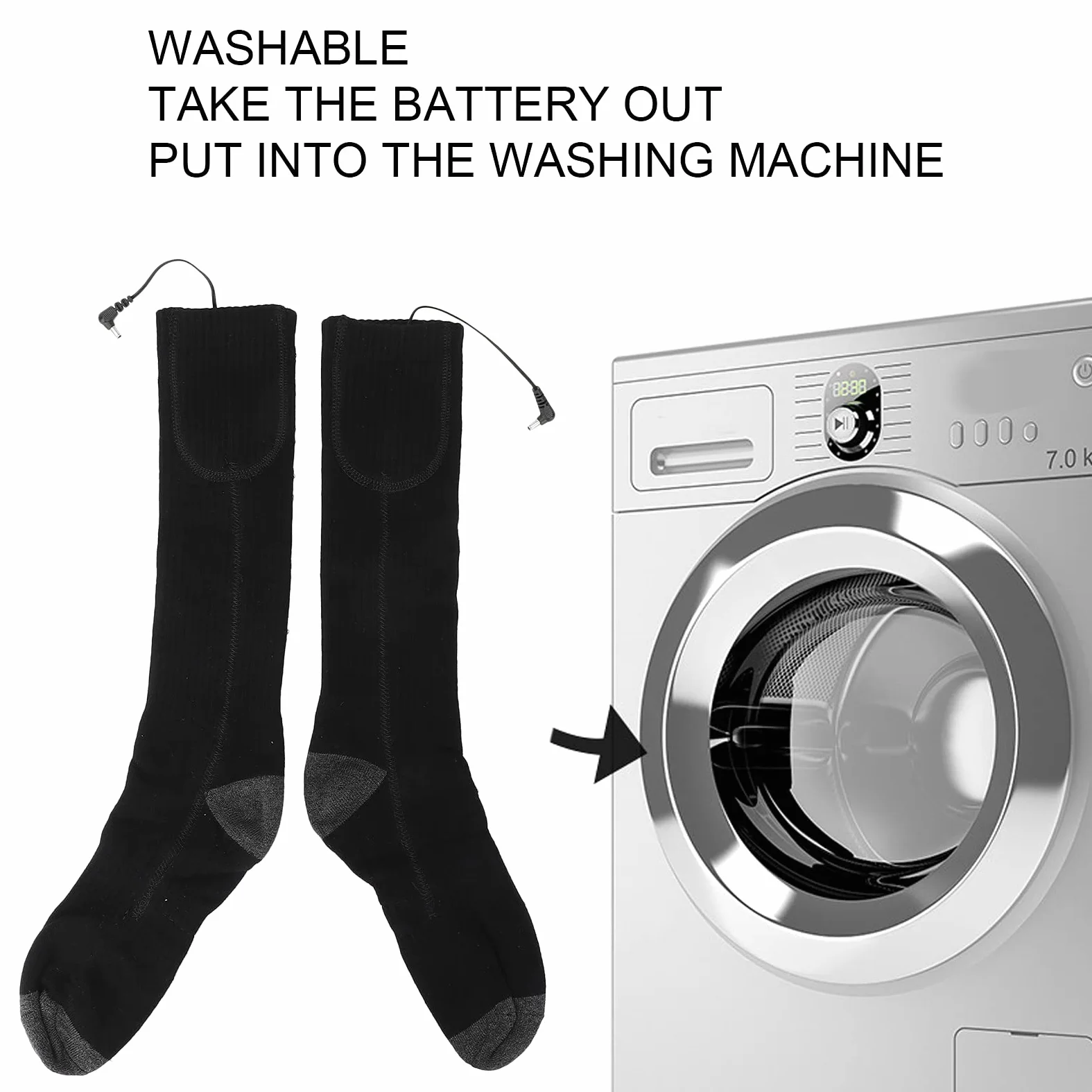 Chaussettes chauffantes électriques, Chaussettes Thermiques à Batterie Rechargeable avec 3 Niveaux de Chaleur, Chaussettes chauffantes en Coton Doux pour Hommes et Femmes,