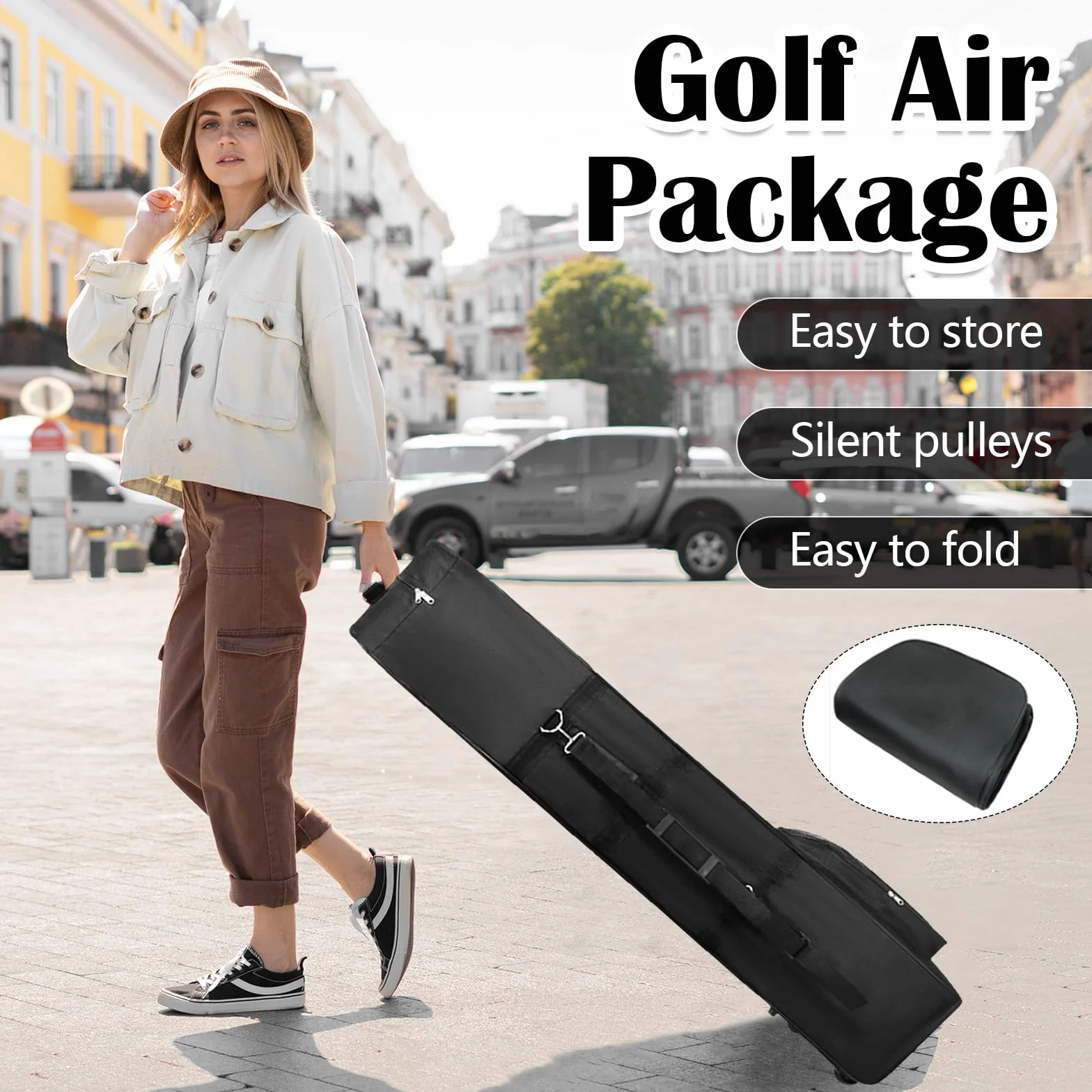 Sac De Club De Golf Imperméable 600D avec Roulettes Housse De Voyage Protection Extérieure