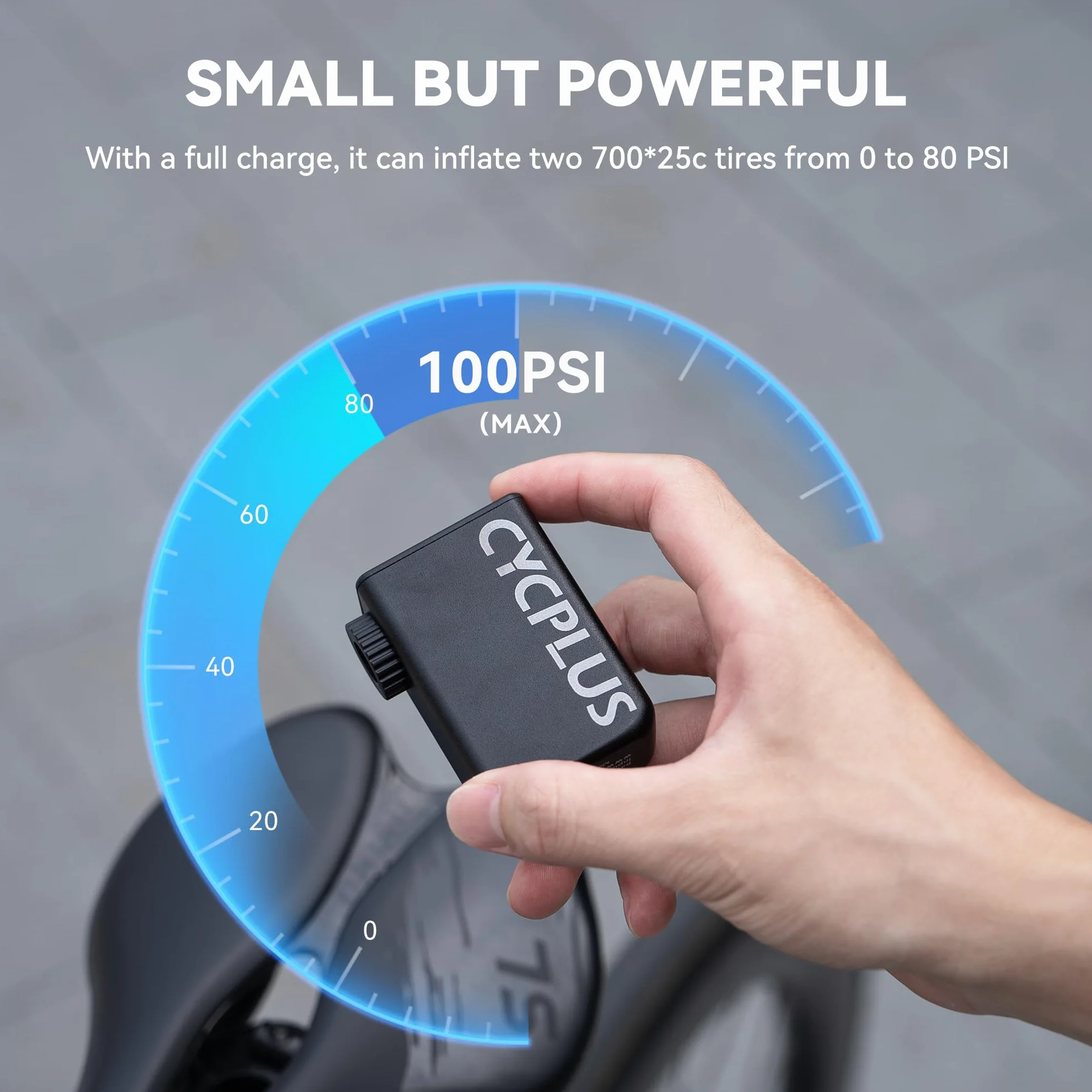 CYCPLUS Tiny Pump Pompe à vélo électrique 100PSI Rechargeable Type C Ultra-Mini Portable