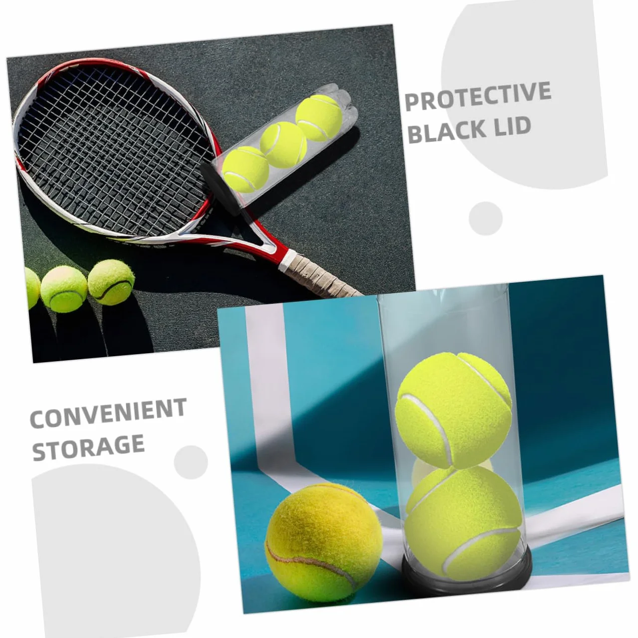 6 pièces Boîte de Rangement Transparente pour Balles de Tennis avec Couvercle Noir Lot de Tubes PVC Durables pour Stockage et Organisation Intérieure et Extérieure
