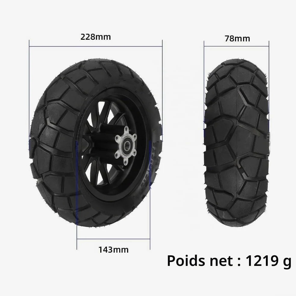 Ensemble de moyeux de roue avant et arrière de rechange pour Kukirin G2 Pro DB avec pneus à vide sans chambre à air 9 x 3 05 5 pour améliorer la maniabilité et la sécurité de la trottinette (roues +