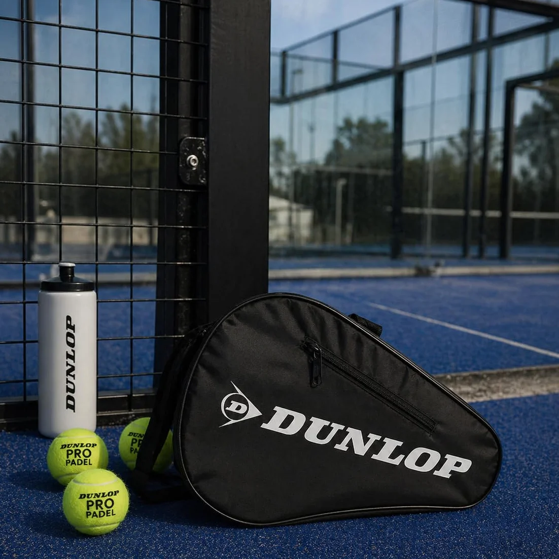 Sac de Padel Dunlop pour 2 Raquettes avec Doublure Thermique, Poche Extérieure, Bandoulière Réglable, Noir