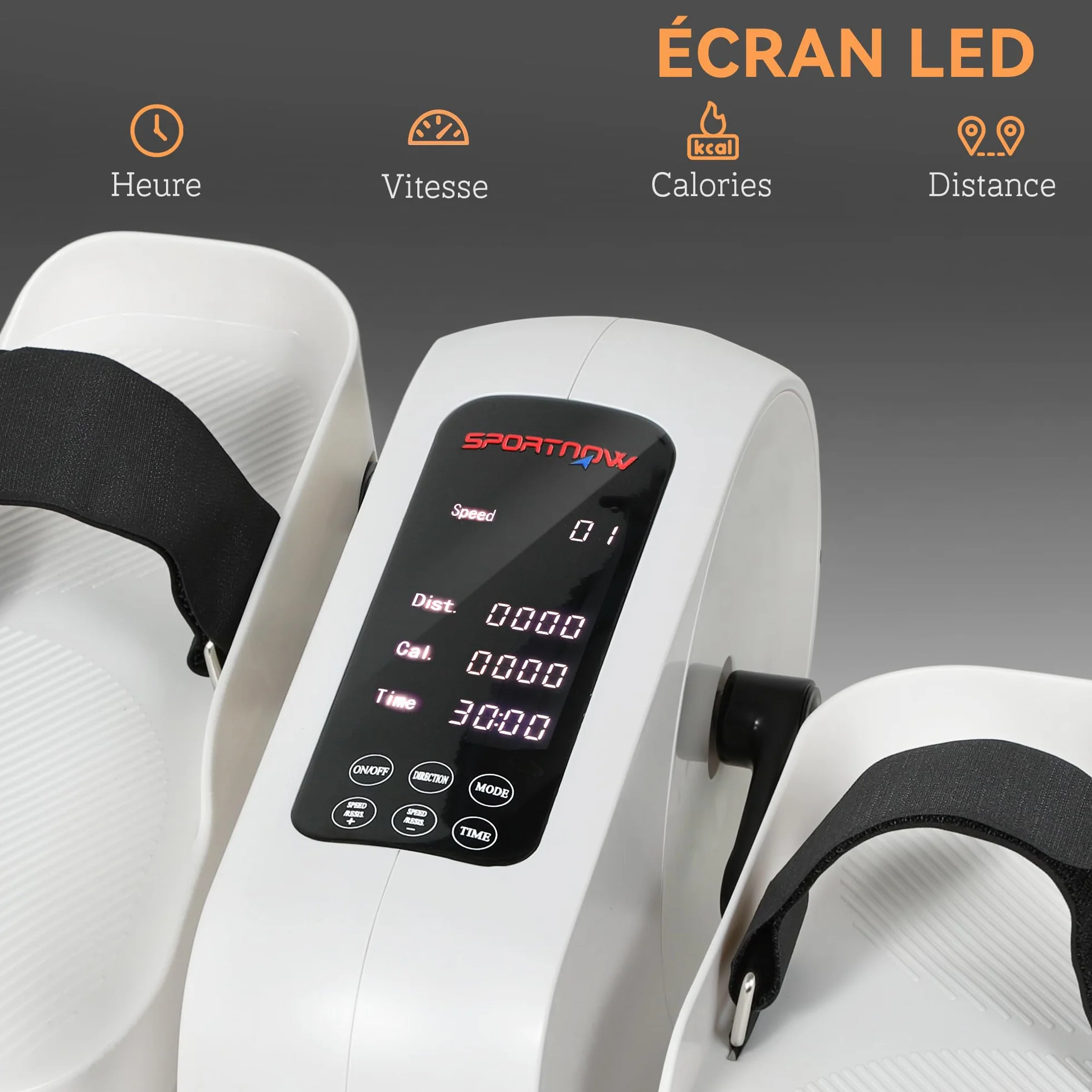 SPORTNOW Mini vélo elliptique électrique assis avec écran LED, télécommande et 12 vitesses réglables, Blanc
