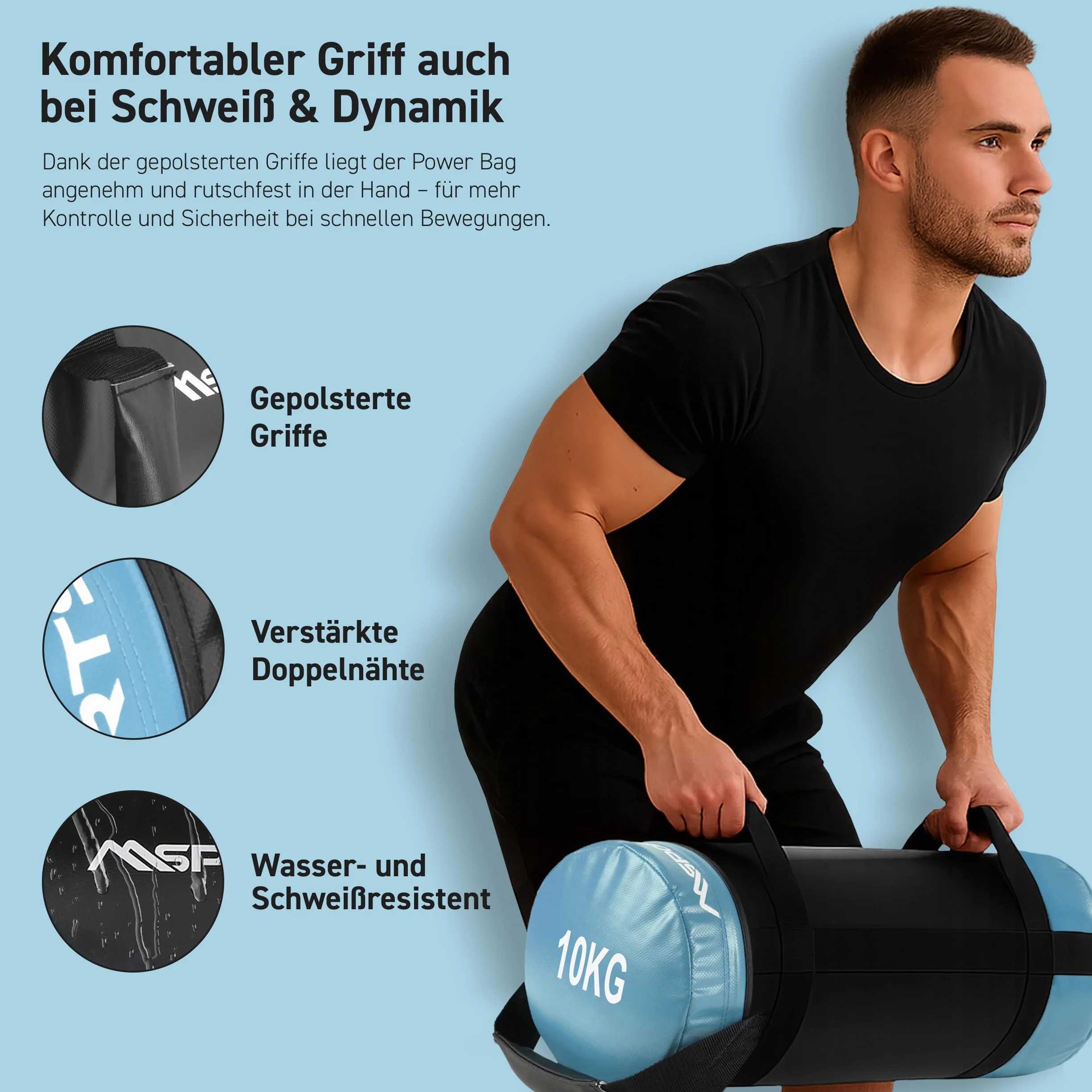 MSPORTS Power Bag Sac de fitness 5-30 kg Sac de sable poids fonctionnel