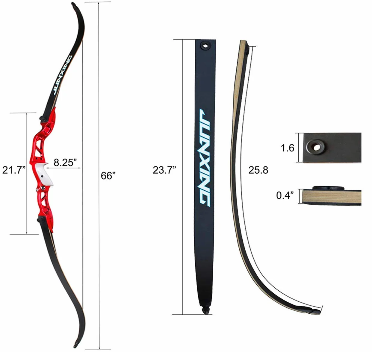 Arc Recourbé Takedown 66" 24-36 lbs Riser Alliage Aluminium Flèches Carbone Longbow Set Chasse