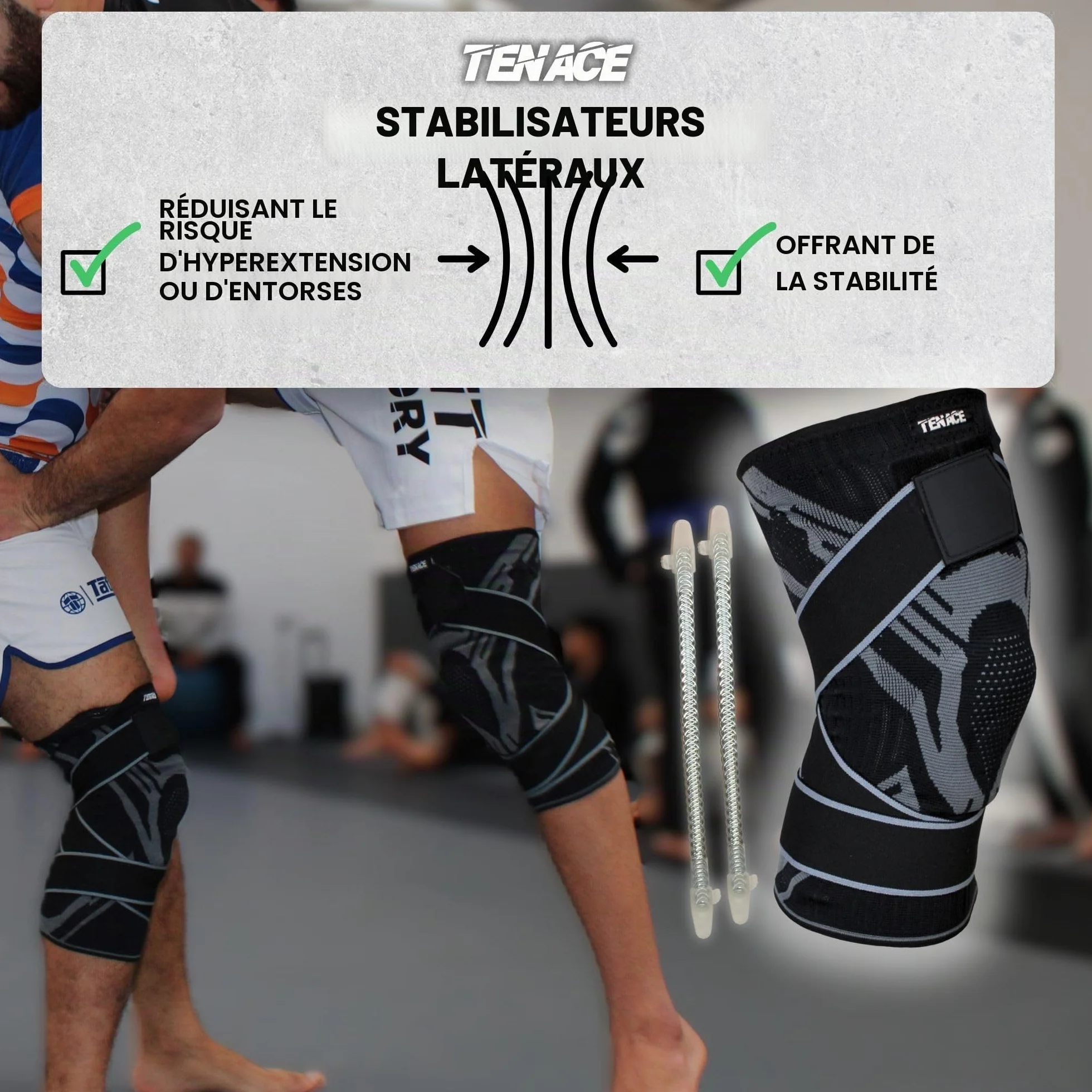 Tenace Genouillère Jiu Jitsu Grappling Protection Compression Rembourrage MMA JJB Muay Thai Judo Noir XL