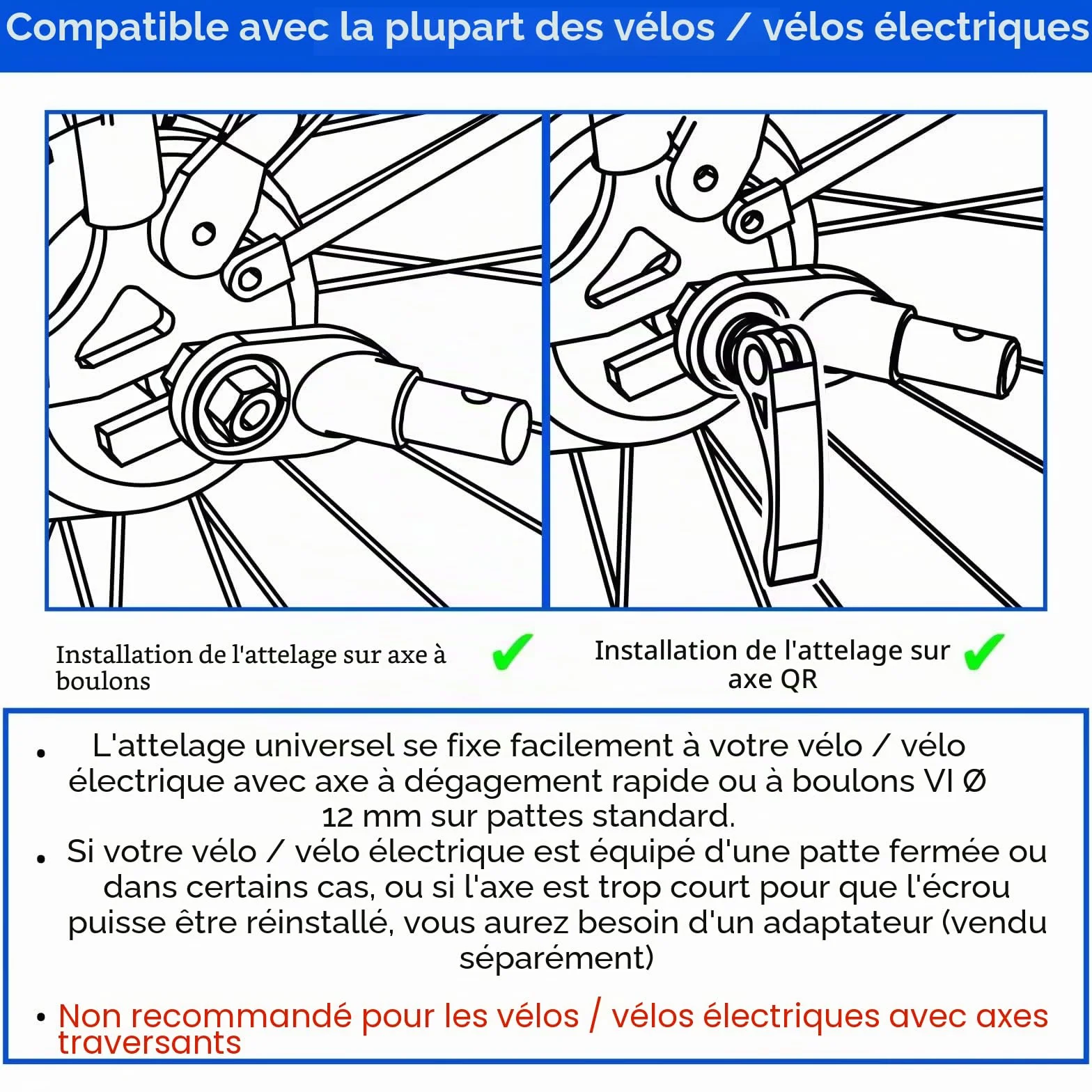 Tiggo S2 Remorque pour Enfants 2 en 1 Velo Suspension 5 Points Ceinture de securite 360° Roue Jogger Poussette