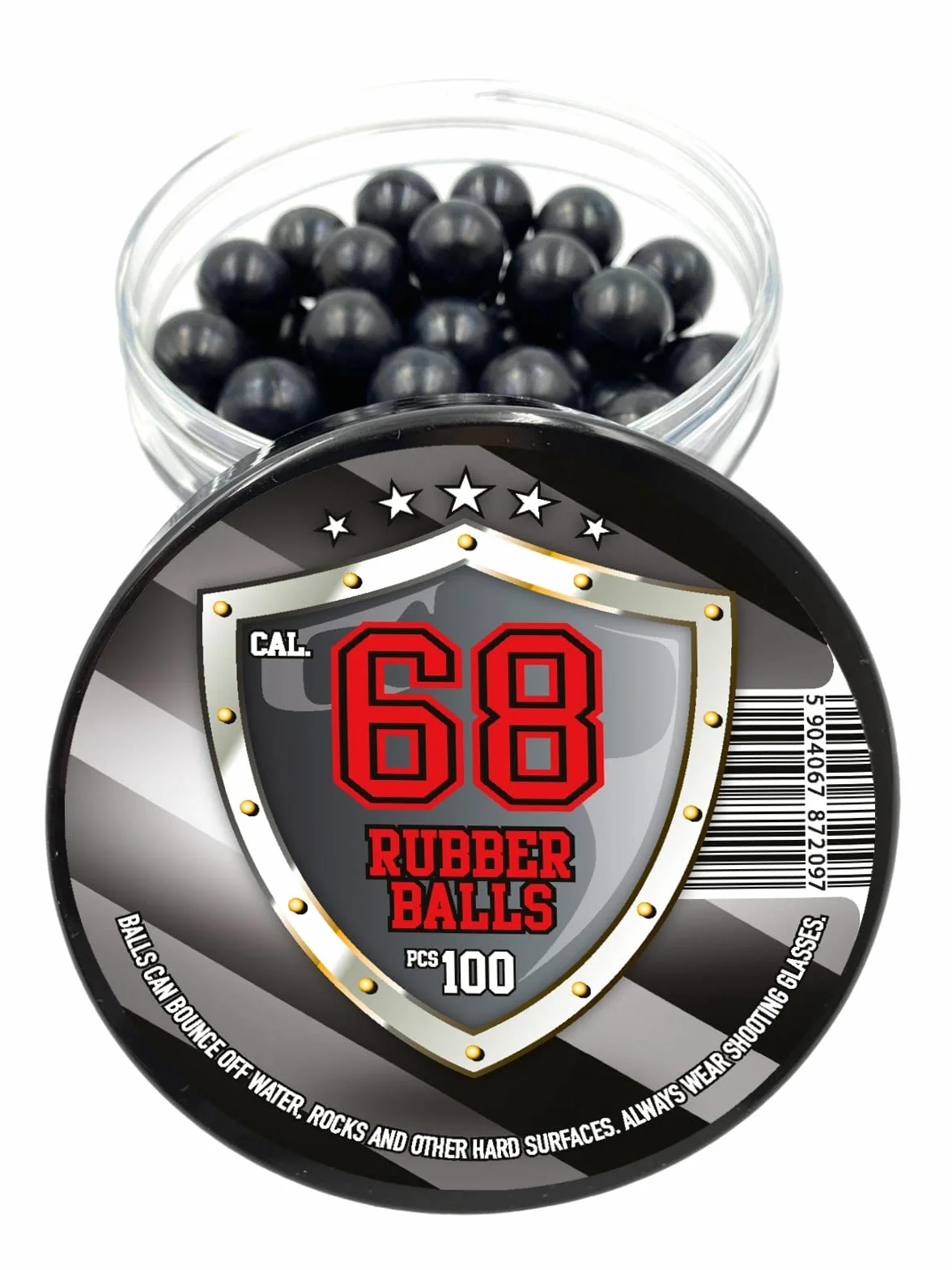 100 Premium Hard Rubberballs .68 Caliber Paintballs for Self Home Defense Pistols