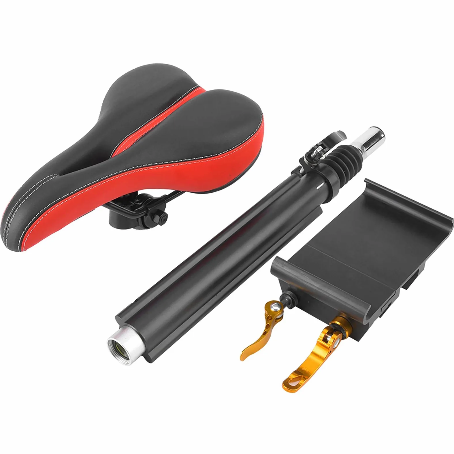 EMUKOEP Selle de Siège de Scooter électrique Durable pour Scooter M365, Tige en Acier en Alliage D'aluminium Noir Rouge Anodisée Finition Mate, Installation Simple, Adaptée aux Pilotes M365