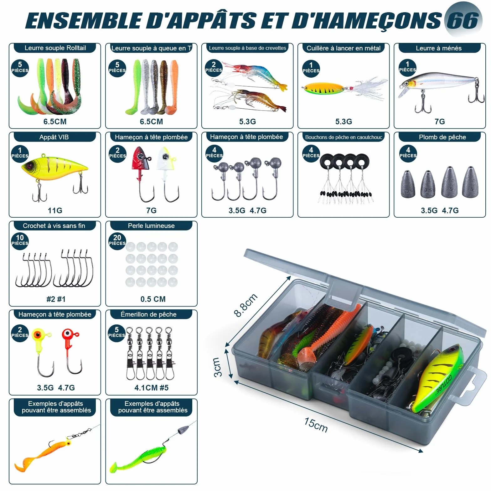 Goture Ensemble de pêche télescopique Carbone 24T 1,8 m 2,1 m 2,4 m 2,7 m Moulinet 5,2:1 Ligne 150 m 14 kg