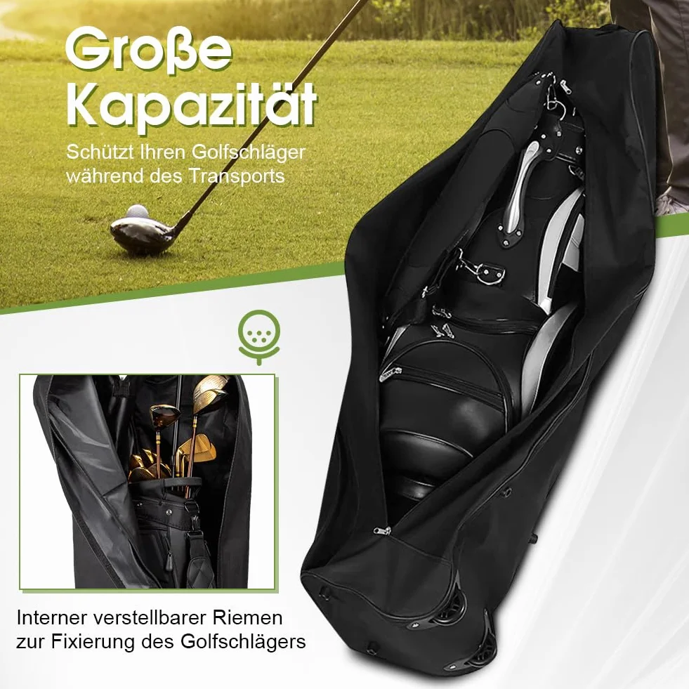 Sac de voyage de golf à roulettes Oxford 600D résistant à l'usure avec barre réglable