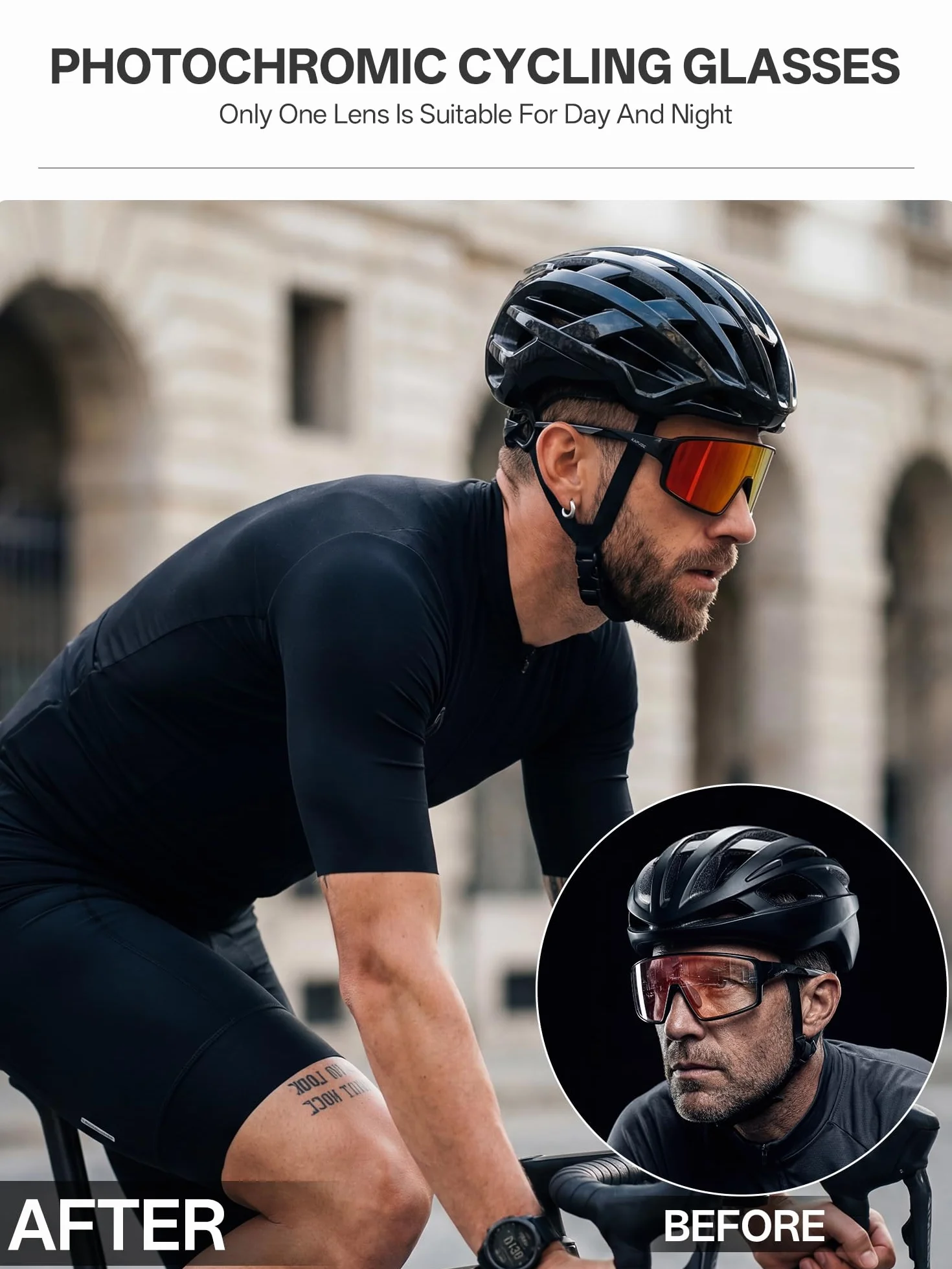 KAPVOE K473 Lunettes de Cyclisme Photochromiques UV400 Sportives