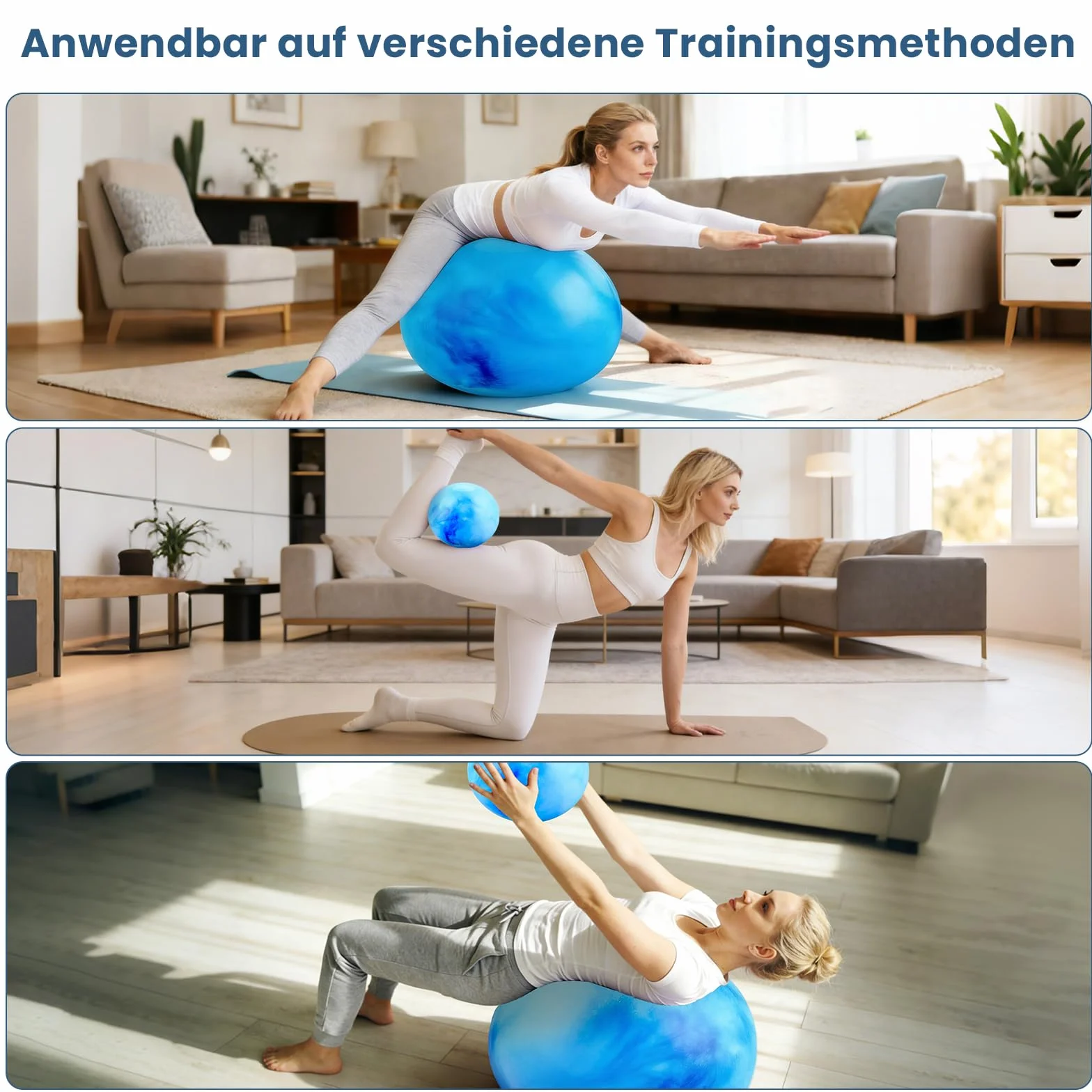 Ballon Swiss Ball 65cm Anti-Slip Pilates Yoga Fitness Accessoires avec Gonfleur