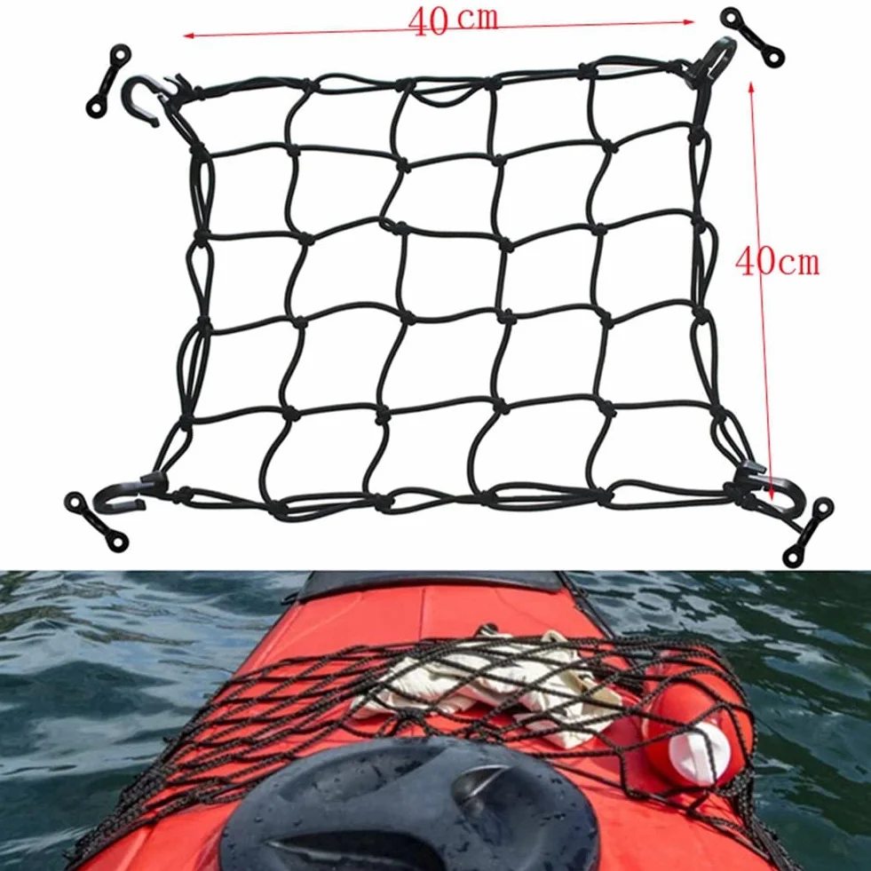 Deck Cargo Net avec Crochets Arrimage Kayak Accessoires Stockage Camion Lit Bateau de Pêche