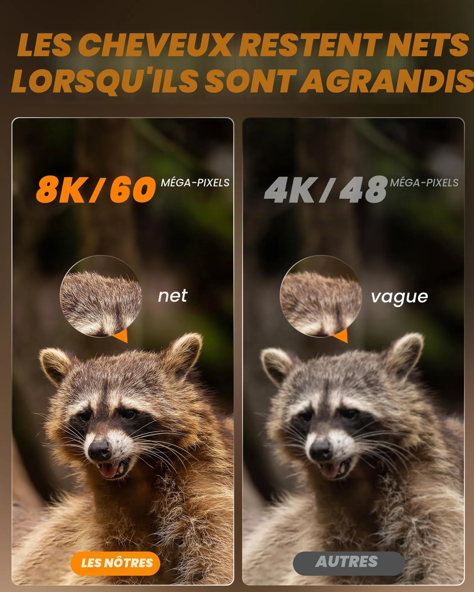 Camera de Chasse connectée téléphone, 8K 60MP caméra de Chasse avec Vision Nocturne, détection de Mouvement, Grand Angle 130°, Camera Chasse IP66 avec Carte SD 32 Go + 8 Piles AA