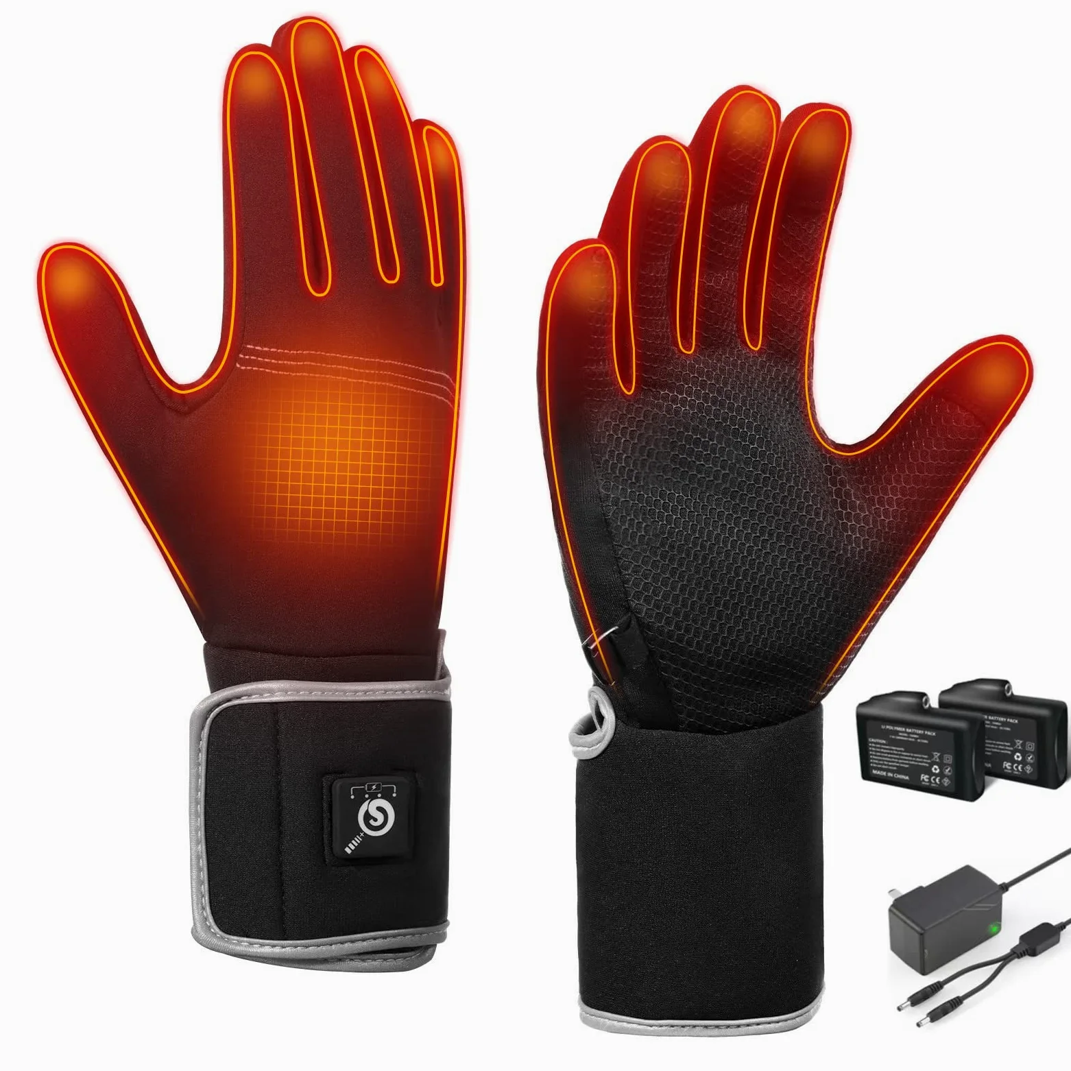 BARCHI Gants Chauffants,Gants Minces électriques Rechargeables avec Affichage de la Puissance restante,adaptés à la Conduite en Hiver,à la dactylographie,à la Course à Pied,etc.