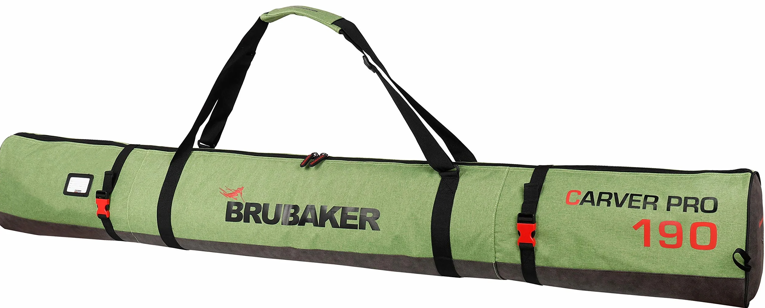 BRUBAKER Set de Ski Carver Performance Housse à Skis Sac Chaussures 1 Paire Skis Bâtons Chaussures Casque Vert Noir