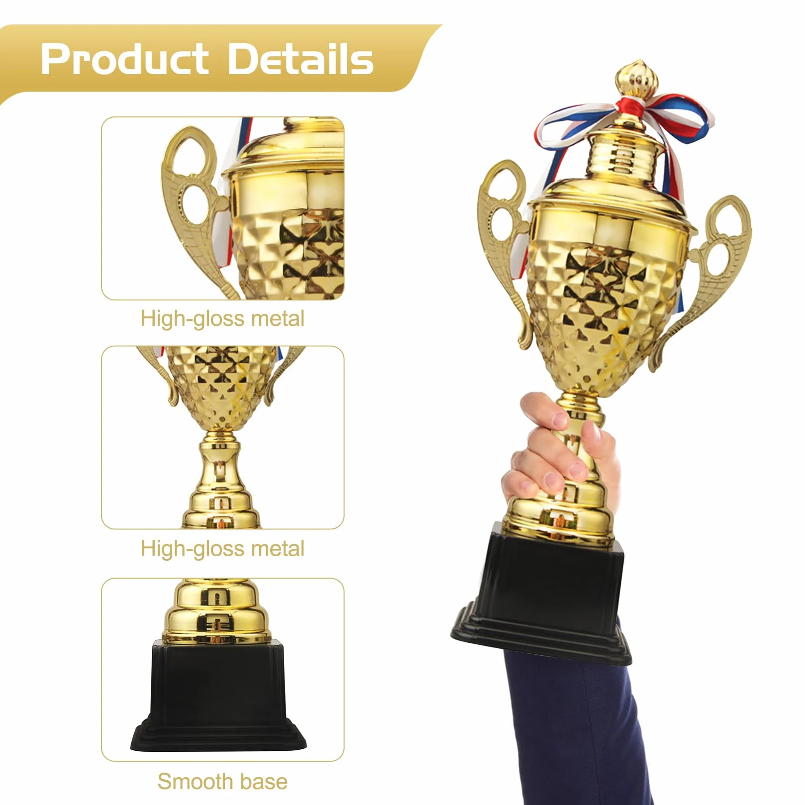 Trophée doré 37cm Grand Trophee pour Tournois Sportifs Compétitions Cérémonies et Fêtes