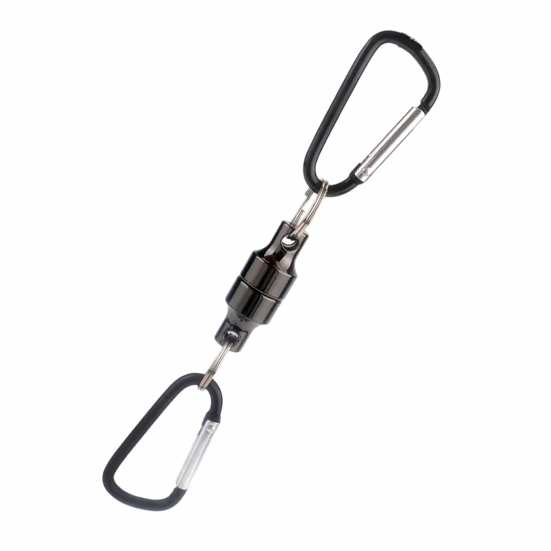 Filets de pêche et accessoires 1 paire de mousquetons magnétiques avec anneaux en D, système de largage magnétique pour filet, clip magnétique, connecteur pour épuisette