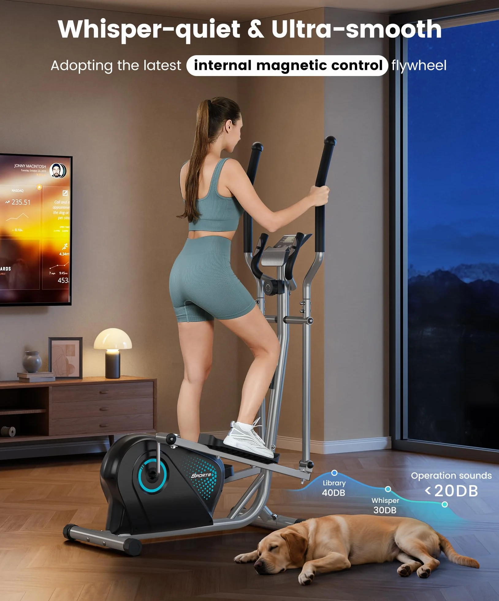 Dripex Velo Elliptique Silencieux Volant Inertie 6 kg 16 Niveaux Resistance Capteur Pouls Ecran LCD Appareil Fitness Cardio