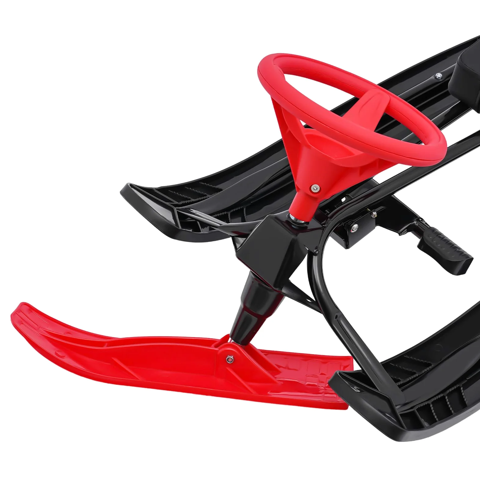 Snow Racer Sled - 114 × 50 × 38 cm - Avec freins à double pied - Guidon flexible et pédales antidérapantes - Luge à neige robuste pour enfants de 3 à 15 ans et adultes jusqu'à 100 kg