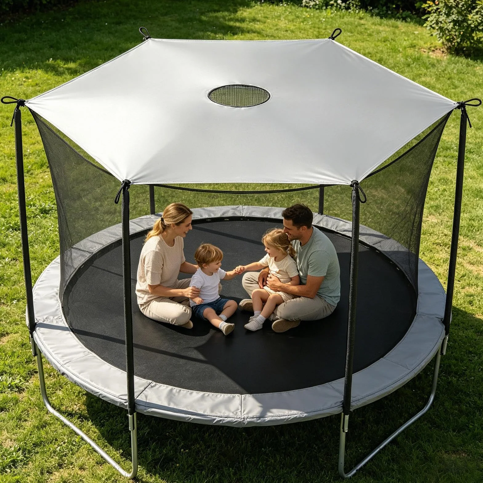 Housse d'ombrage de trampoline Ø 366 cm Anti-UV Imperméable pour trampoline 6 barres