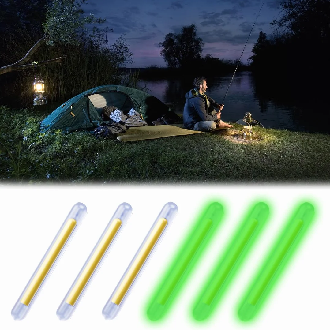 Lumière de pêche de Nuit, Bâtons Lumineux pour Canne à Pêche, Starlight Peche, Glow Stick Pêche de Nuit, Lumières De Bobber De Pêche Vert Fluorescent Lumière, pour Pêche De Nuit (50 pièces)
