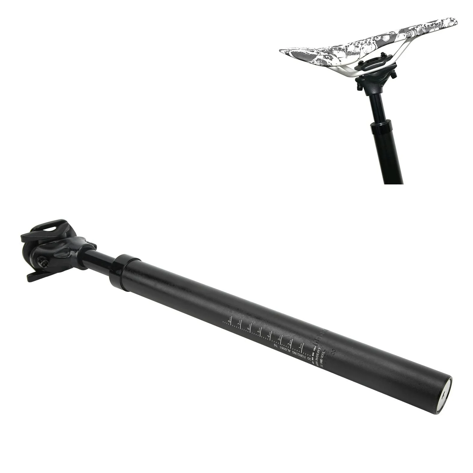 Topyond Tige De Selle De Vélo en Alliage D'aluminium De Qualité Supérieure, Longueur 400 Mm, Diamètre 30,9 Mm, Usinée CNC, Tige De Selle à Suspension pour Remplacement De Vélo