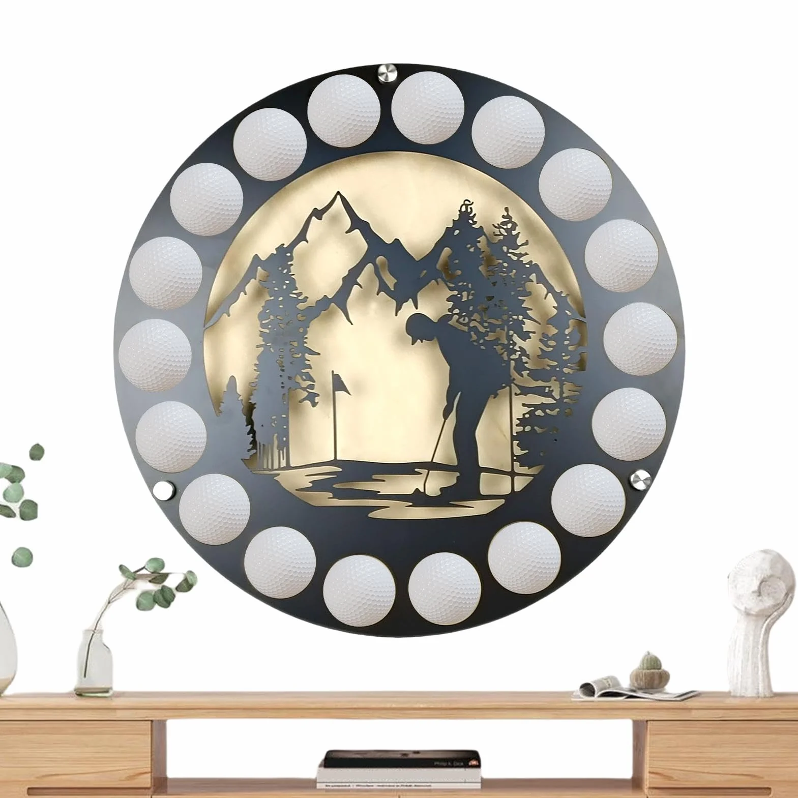 Vitrine Présentoir Murale Bois Balles de Golf Collection Design Élégant