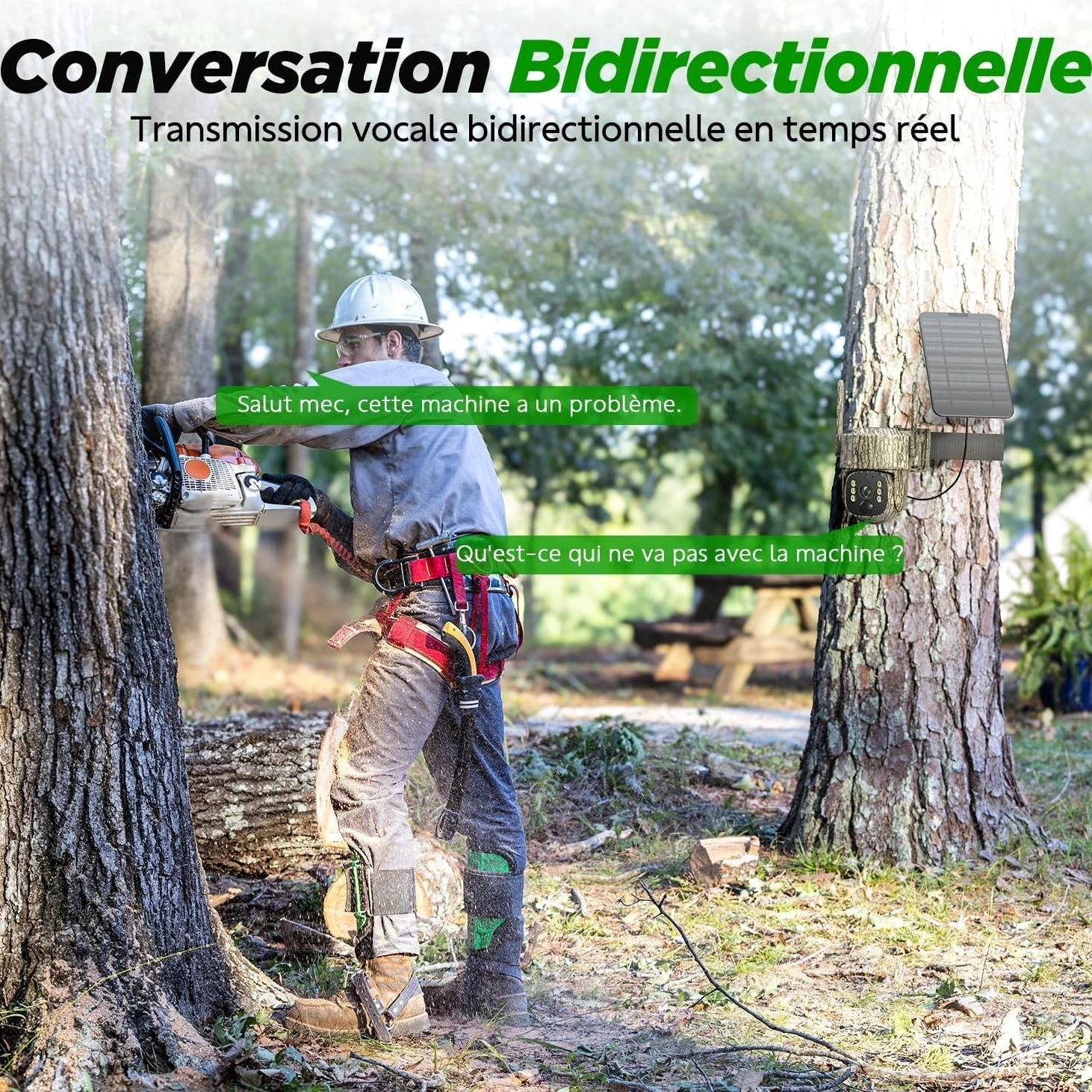 VOOPEAK Caméra de Chasse 4G LTE Solaire connectée, 2.5K, 355°/90°, IP66 | Avec vision nocturne, détecteur de mouvement PIR, vue en direct via l’application et accès à distance pour les passages de gi