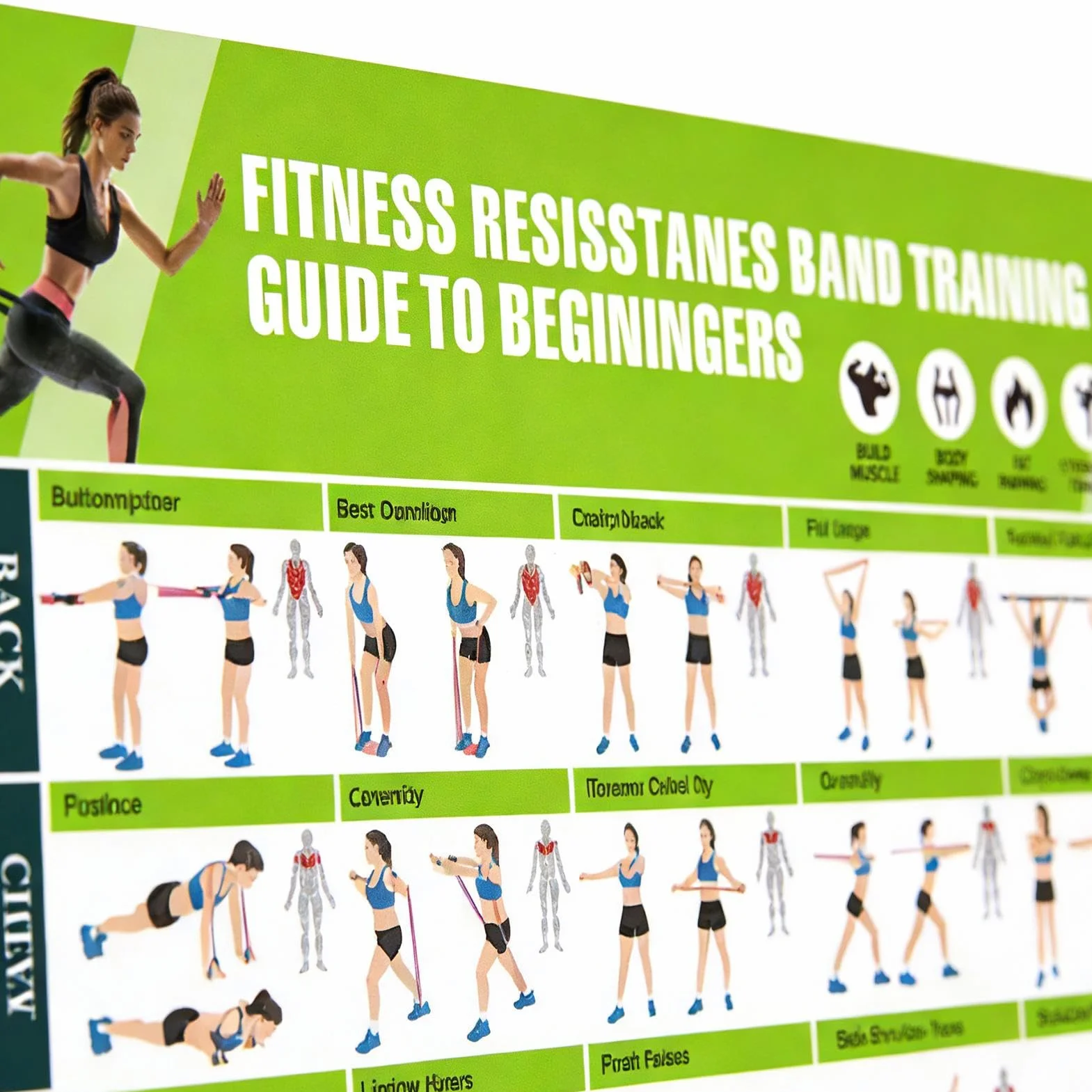 Affiches d'Entraînement avec Bandes de Résistance | Poster Exercices Bandes Élastiques Yoga Maison