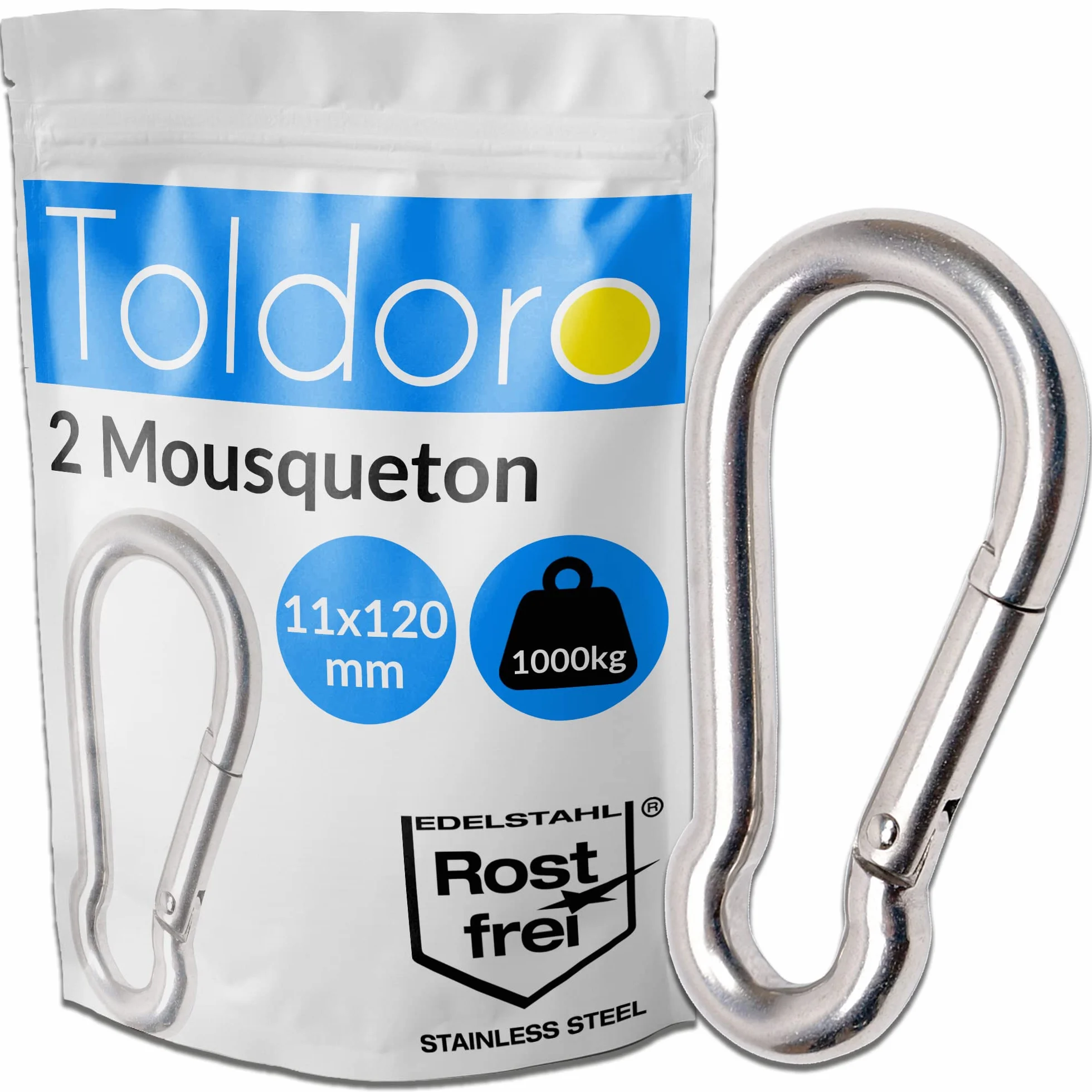 Toldoro Mousqueton 11x120mm Acier Inoxydable AISI 316 V4A Grande Taille
