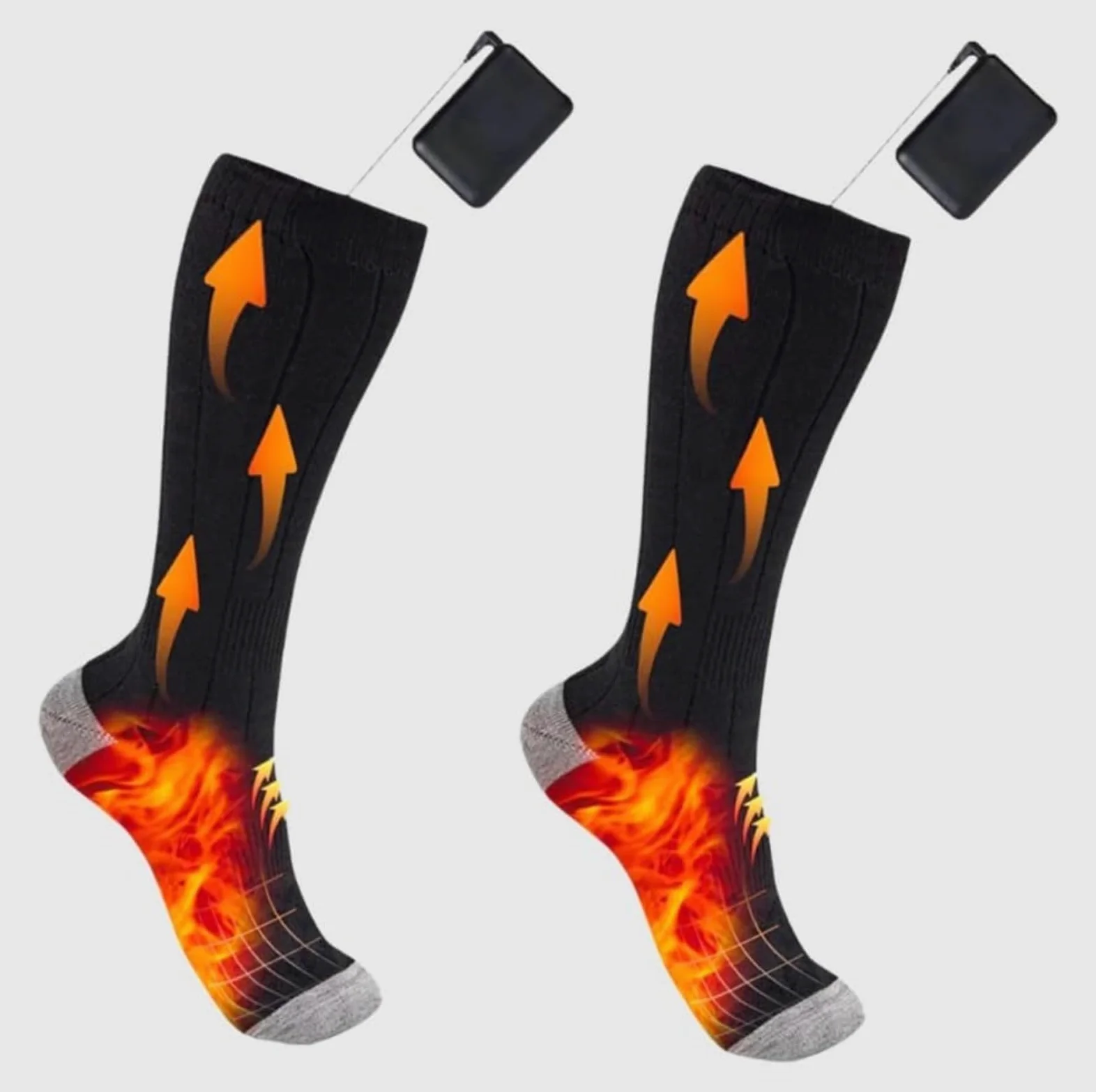 Chaussettes de ski chauffantes électriques – 4 niveaux de température rechargeables double couche thermiques pour homme et femme