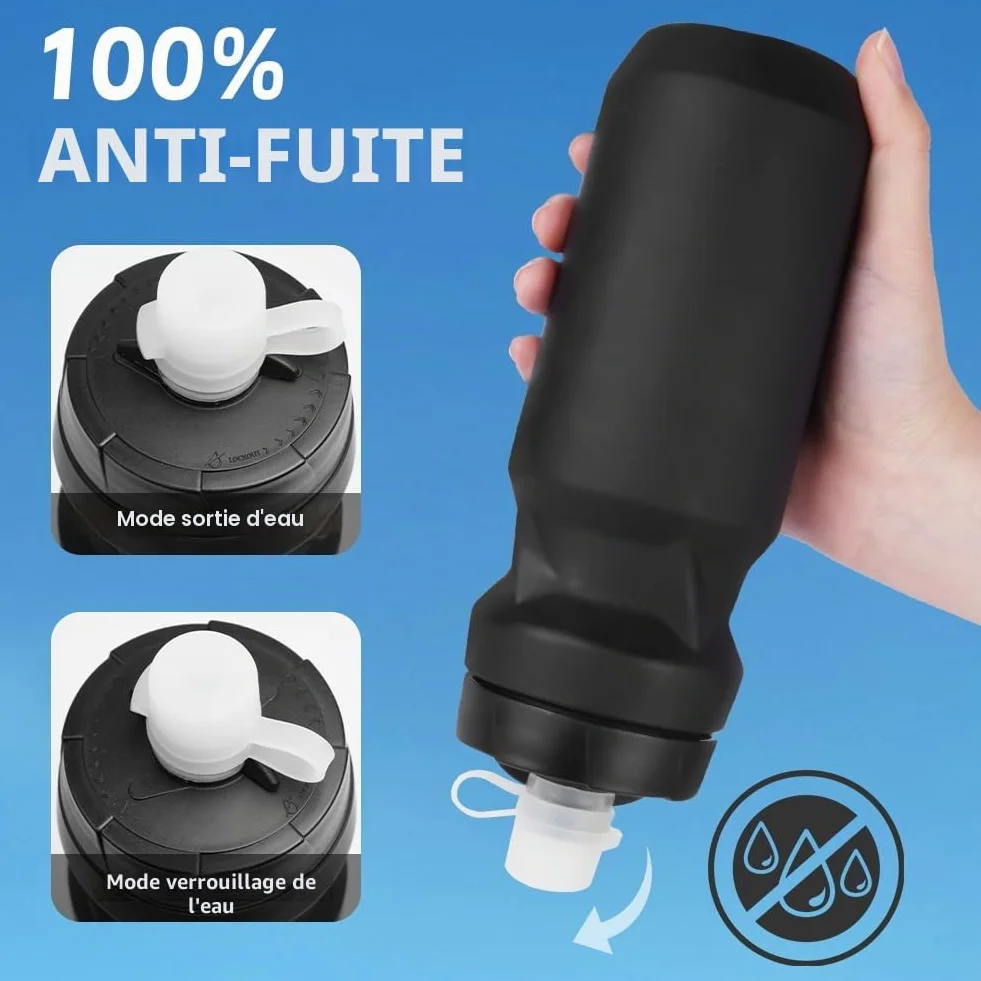 Porte-Bidon Universel 650ML sans BPA Support Gourde Robuste VTT Vélo Route Noir