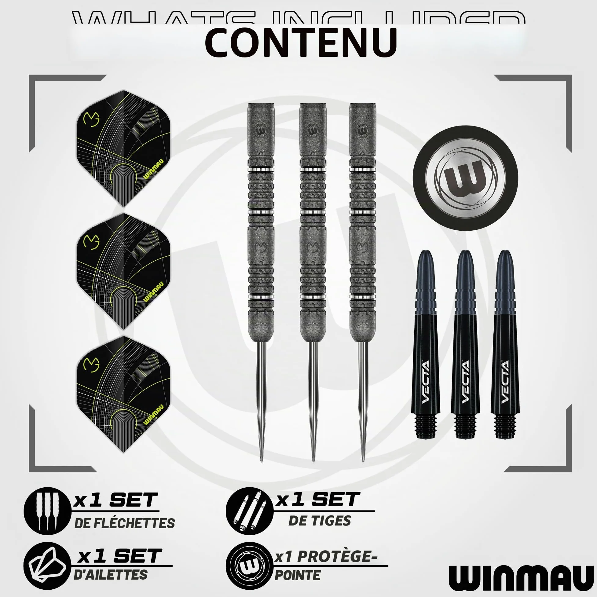 WINMAU Michael Van Gerwen MvG Signature Edition – 90 % tungstène – Kit de fléchettes professionnel avec ailettes et tiges – Disponible en pointe souple 18 g et pointe en acier 22 g, 23 g et 24 g