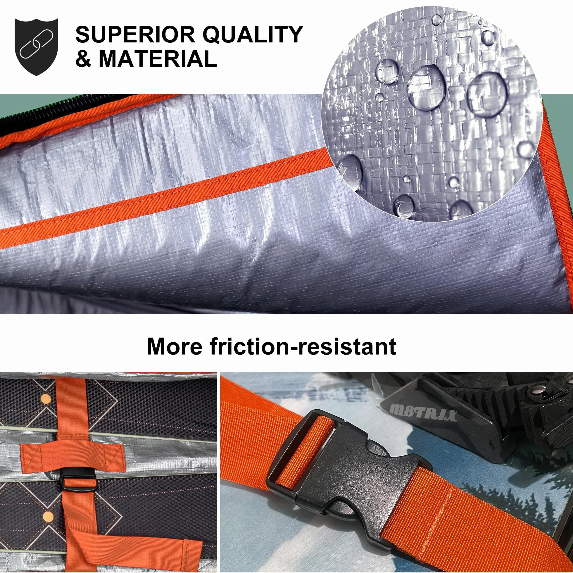Unigear Sac de Ski Snowboard Durable et Résistant à l'eau 165/175 cm | Sac de ski spacieux, protection 360° en mousse EPE 10mm, tissu 600D résistant, conception ergonomique, idéal pour voyage