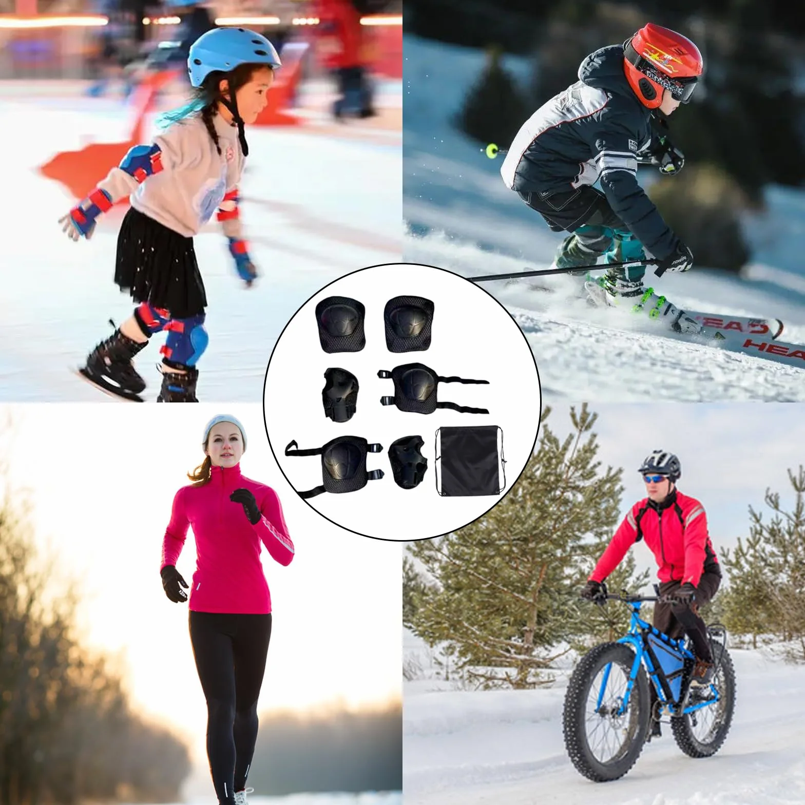 Ensemble de protection sportive enfant 6 pièces genouillères coudières protège-poignets ajustables patin à roulettes skateboard vélo