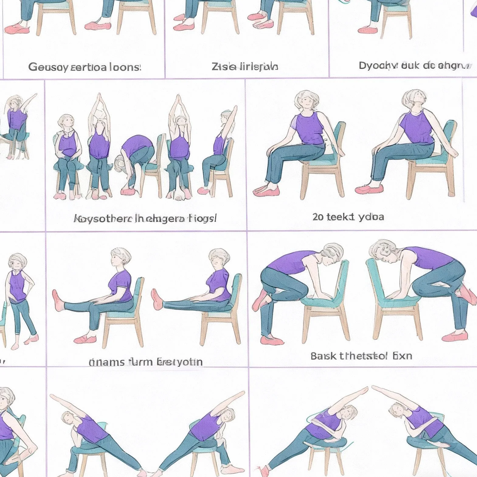 Tableau d'entraînement sur chaise de yoga 40 x 60 cm guide d'exercices affiche pliable en tissu