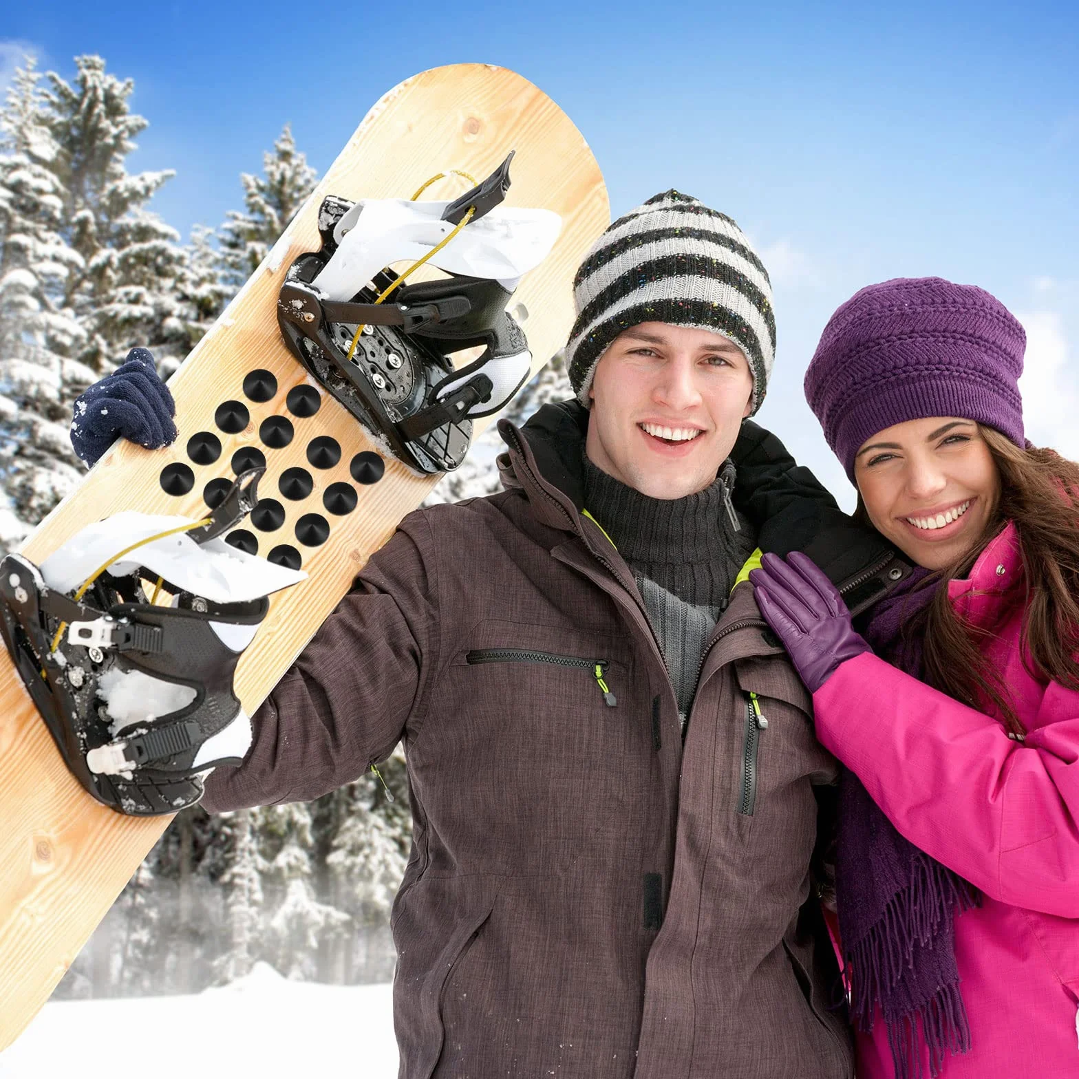 Tampon de Planche à Neige en Caoutchouc Auto-Adhésif 40 Pièces pour Snowboard
