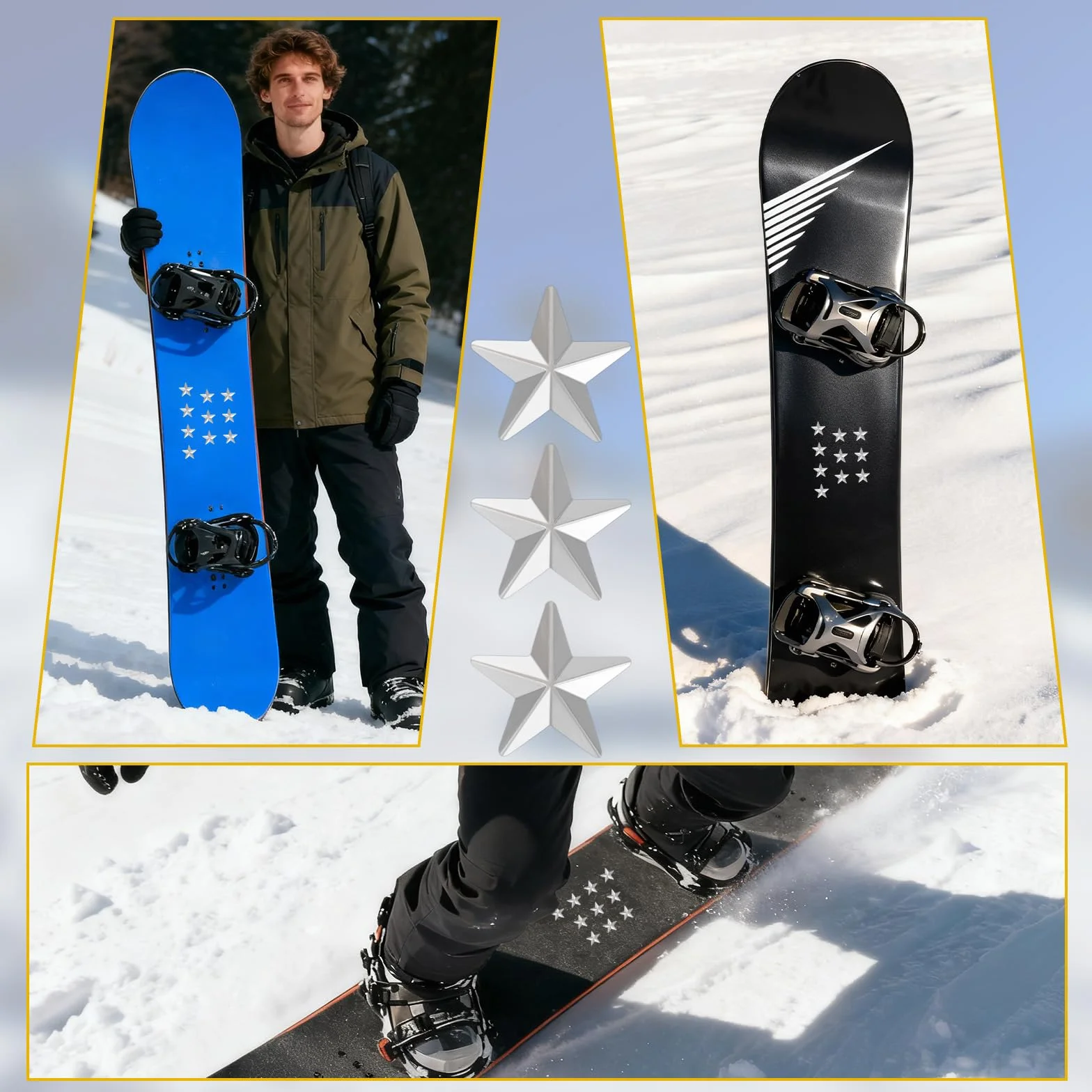 Penitue Pads de Snowboard Antidérapants en Fer, Pad Antidérapant Auto-Adhésif pour Meilleure Adhérence (10 Pièces)
